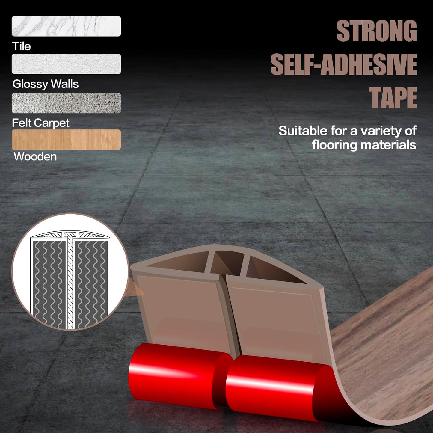 Floor Cord Cover Self Adhesive Cord Hider,20FT Cable Management, Extension Strip Protector for Wires, Prevent Cable Trips for Offices, Gyms, Exhibitions Cavity:0.39"(W) x 0.27"(H) Wood Walnut
