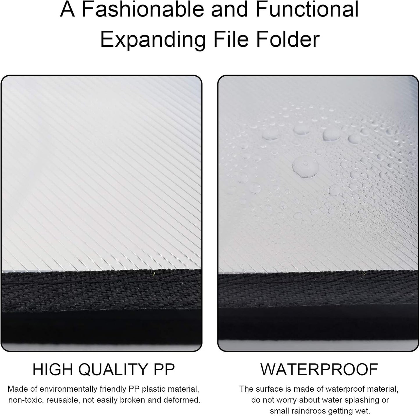 CHEPULA A4 Plastic File Folder Poly Envelope Expanding File Wallet Document Organizer with Snap Closure & Label Pocket Clear Colored Waterproof Accordion File Pouch for Office Home Storage