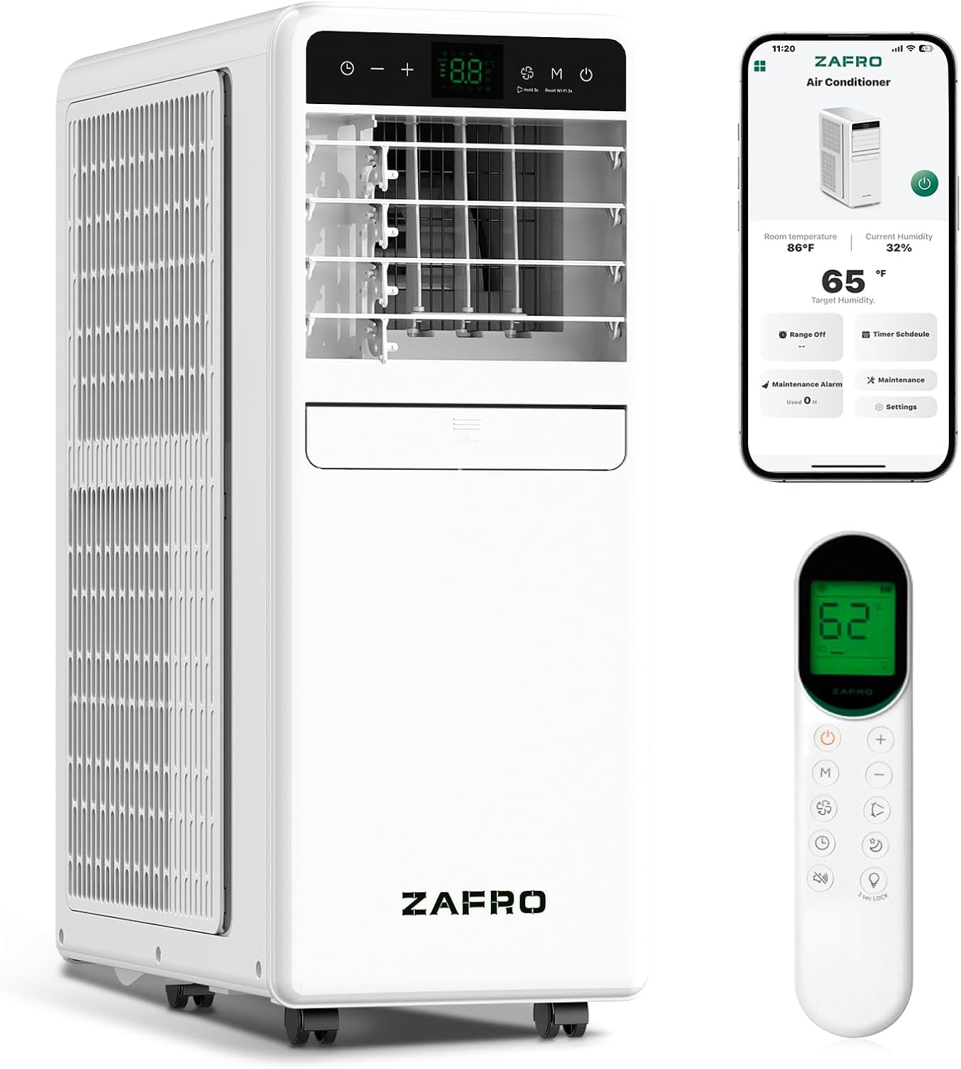 10,000 BTU Portable Air Conditioner, 3-IN-1 Smart AC Unit with Fan/Dehumidifier/Drainage-free Cooling, APP/Voice/Remote/Touch, 47 dB, Sleep Mode, Window Installation Kit, 24H Timer for Home/Office