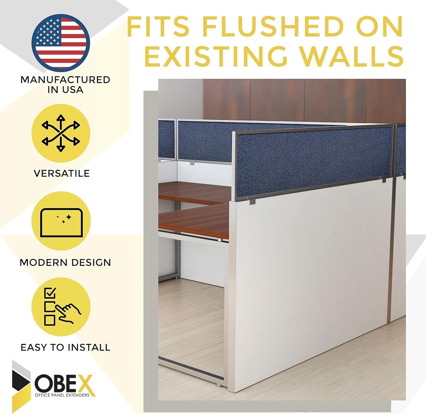 OBEX Acoustical Cubicle Privacy Screen Extender Desk Panel & Office Divider, Add Separation & Block Noise, 24" x 42", Twilight