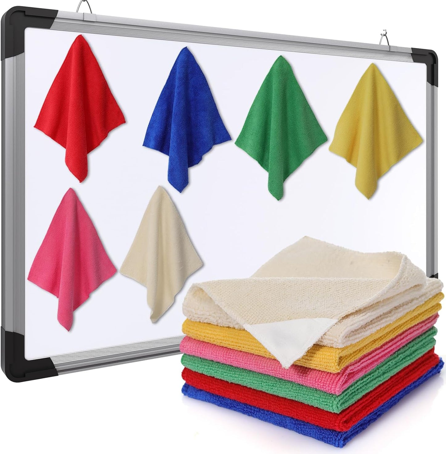 6 Pack Magnetic Whiteboard Cleaning Cloth Extra Strong Magnetism 10'' X 10'' Colorful Microfiber Dry Erase Cloth Reusable Washable Whiteboard Eraser for Classroom, Home and Office Use(Murphys Color)