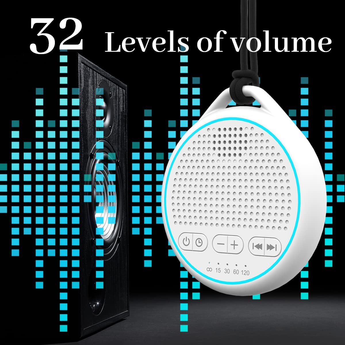 White Noise Sound Machine with 25 Soothing Natural Sounds Rechargeable Battery Portable for Travel 32 Volume Levels 5 Timers Compact Size for Baby Kids Adults Sleeping (White-Upgrade)