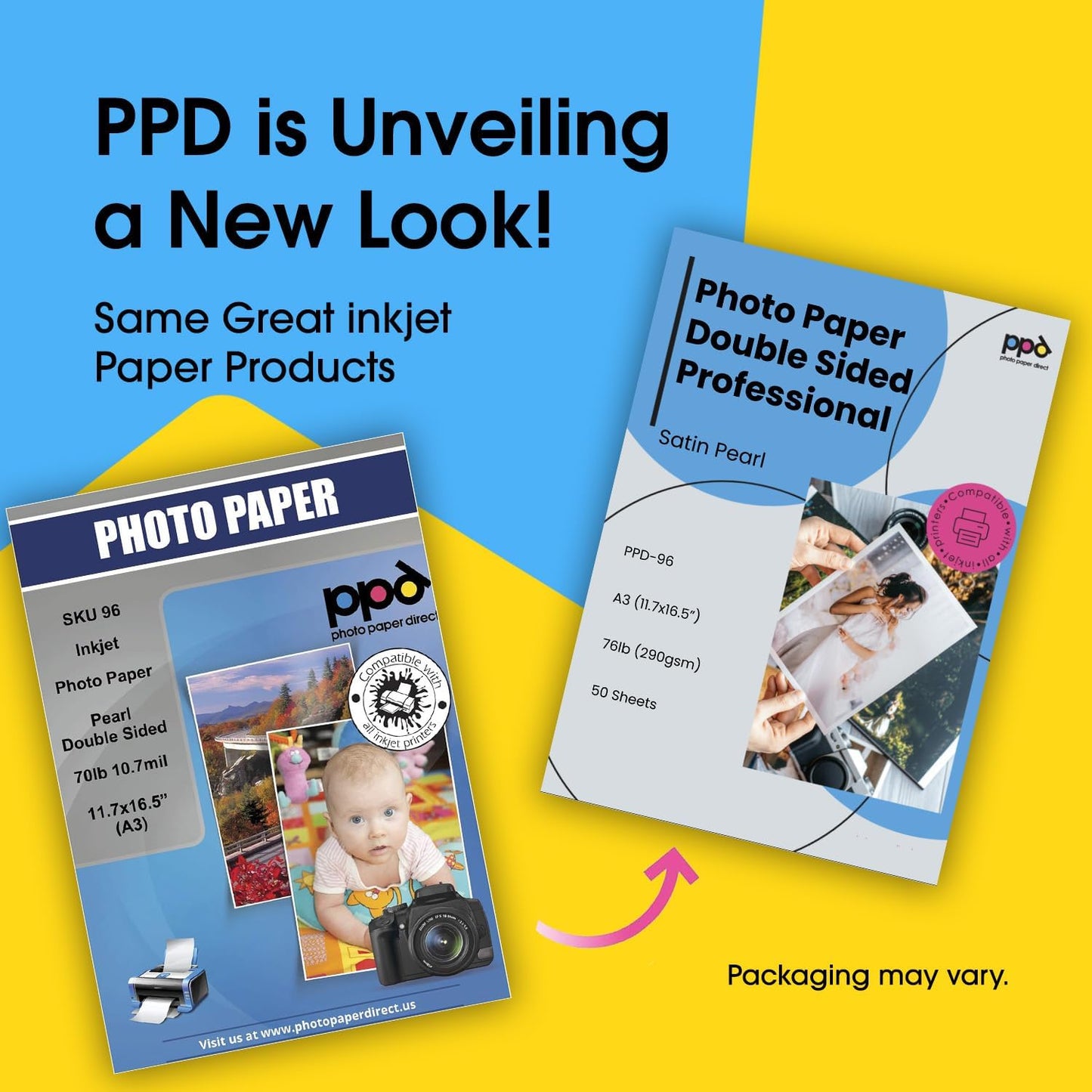 PPD Double Sided Photo Paper, Satin Pearl Brochure Paper 11 x 17 for Inkjet Printer, 290 gsm, 10.7 mil Thick for Magazine, Flyer, Presentation, Program, Instant Dry & Water Resistant (50 Sheets)