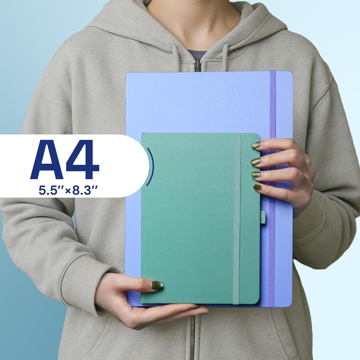 A4 Lined Journal Notebook, 8mm Ruled Notepad, Journaling for Writing, Work, School, Travel and Note Taking, Hardcover 160 Pages (80 Sheets) 8.27 x 11.6 inches (Red)