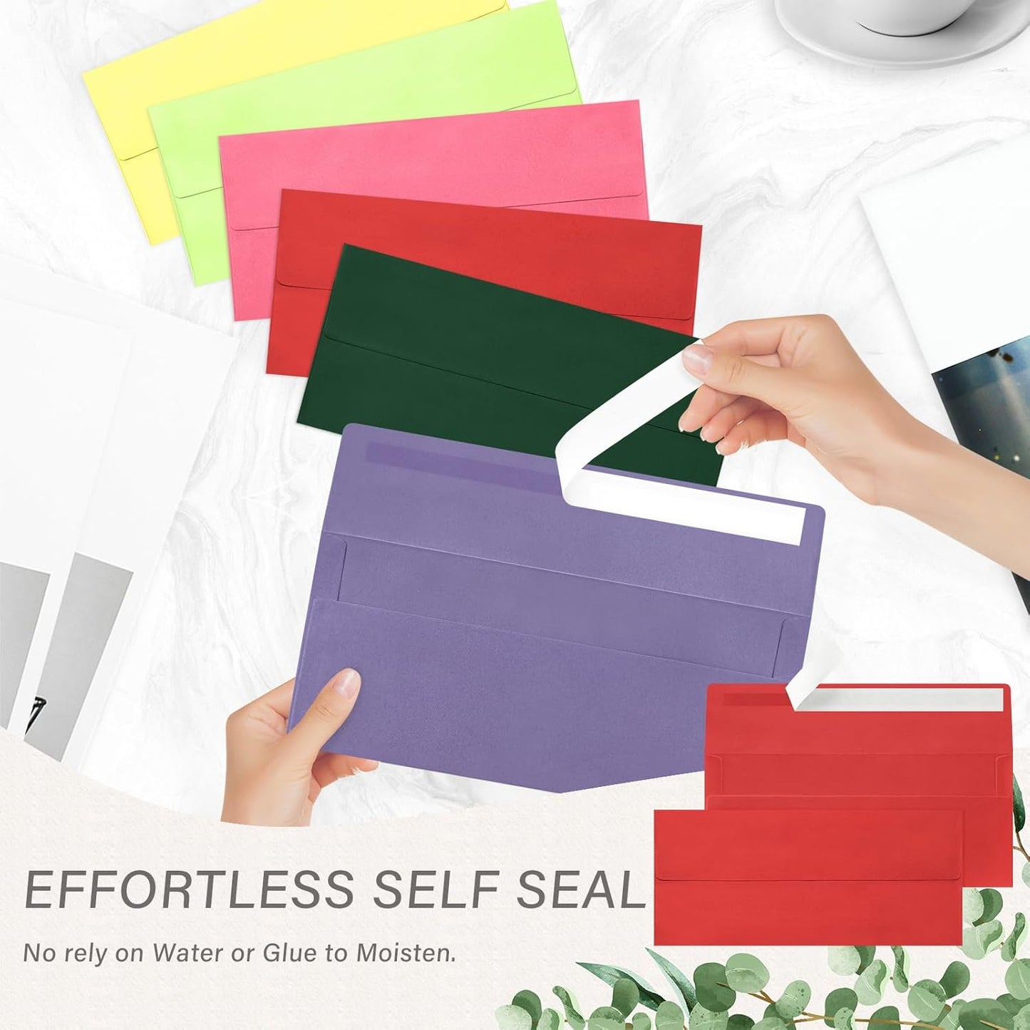 50 Pack #10 Business Envelopes, Self Seal Standard Christmas Red Envelopes for Secure Business & Legal Mailing, Office, Checks, Letter, Invoices, 4 1/8 x 9 1/2 Inches
