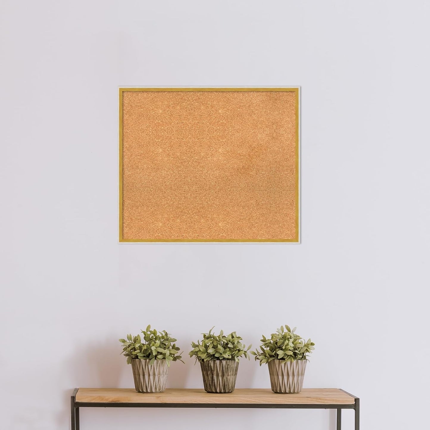 Amanti Art Natural Cork Board for Wall, 25x29 Vision Board with White Frame, Large Corkboard Office Decor for Home Organization, Modern Corkboard Pinboard to Display Items for Home Organization in
