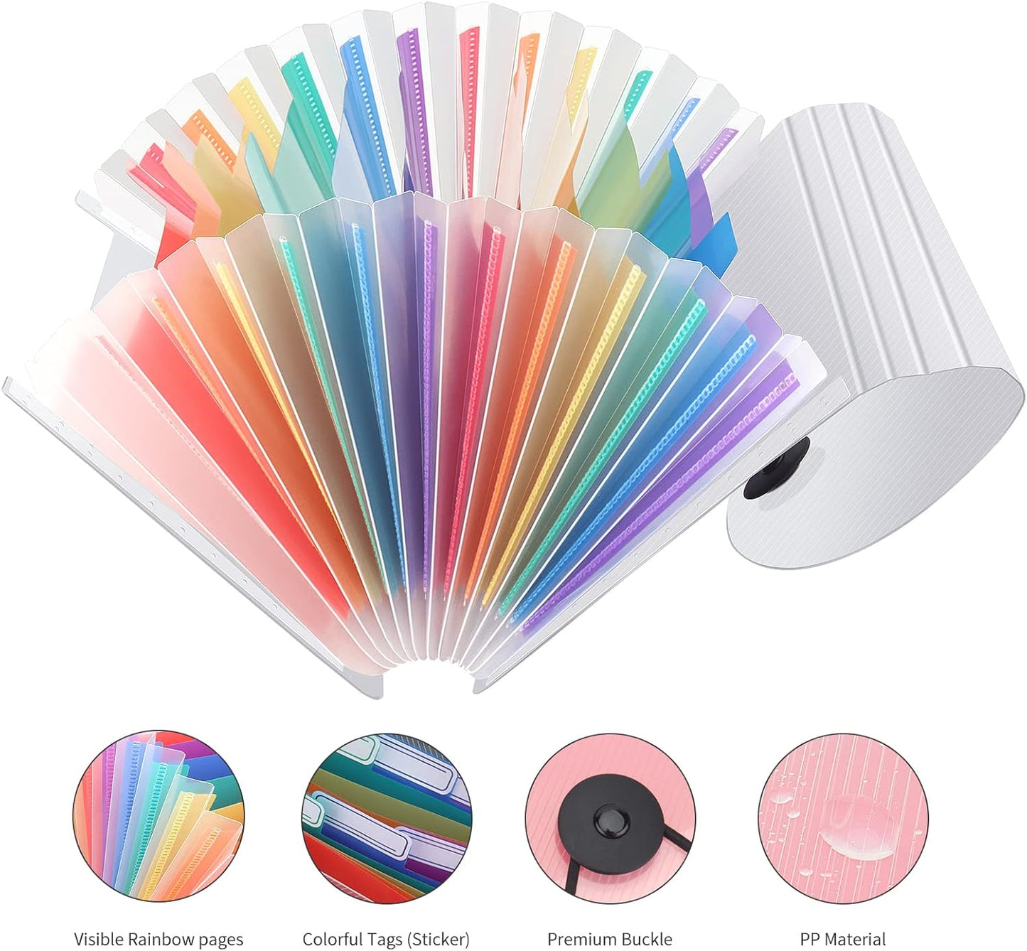 Uquelic Stand Receipt Organizer Folder - 13 Pockets Expanding Accordion Coupon Organizer, Envelope Organizer, Rainbow Large Capacity Sticker Organizer, Small Envelope Organizer with Label, 10 x 5 inch