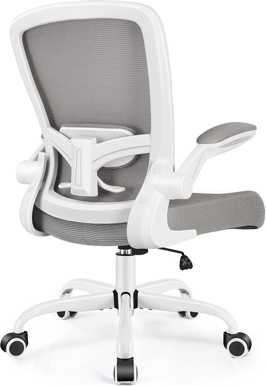 FelixKing Office Chair, Ergonomic Desk Chair Breathable Mesh Chairs with Adjustable High Back Lumbar Support Flip-up Armrests, Executive Swivel Comfy Task Computer Chairs for Home Office Gray