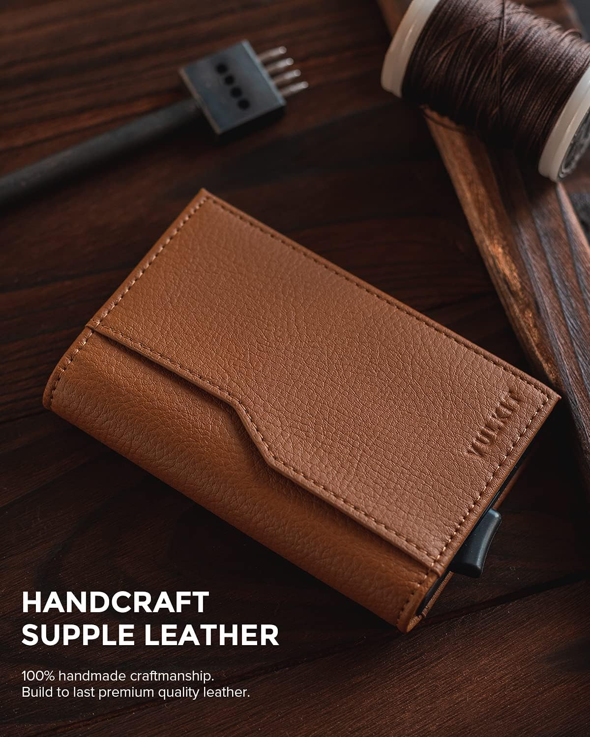 VULKIT Card Holder Wallet with Double ID Windows RFID Blocking Pop Up Wallet Minimalist Design for 12 Cards