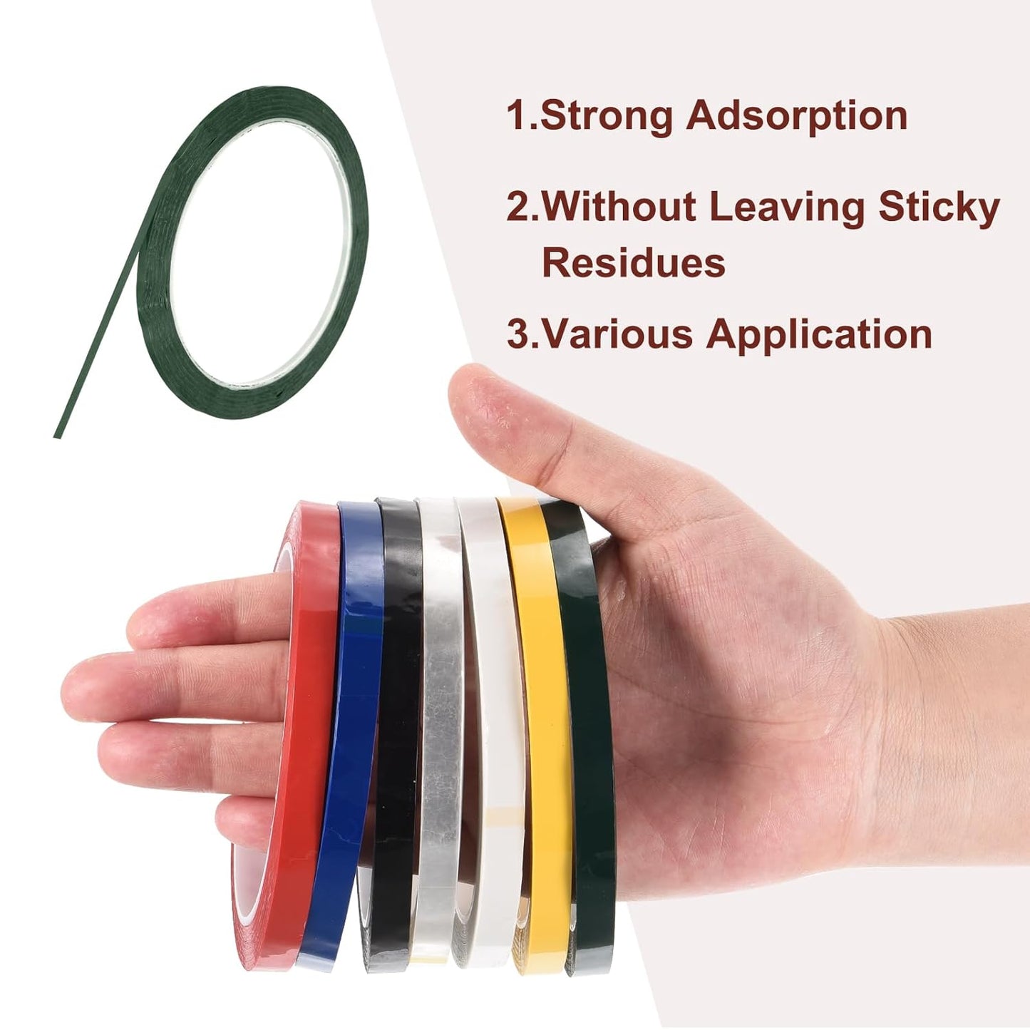 MECCANIXITY 10 Rolls Whiteboard Tape Graphic Chart Tape 3mm 54.7 Yard Art Tape Thin Self-Adhesive Pinstripe Tape Masking Tape for Gift Wrapping Craft Supplies, Green