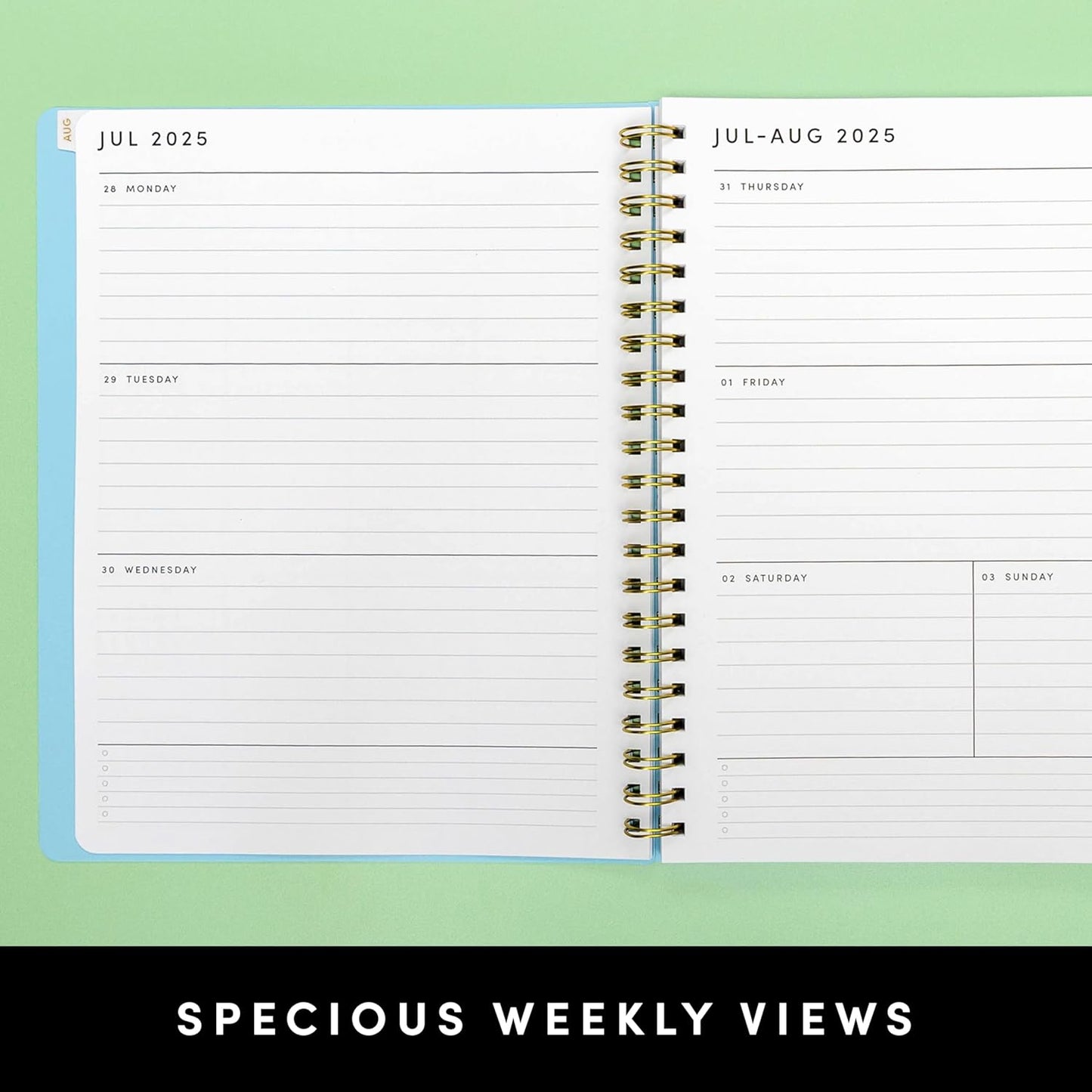 PAPERAGE 17 Month Academic Planner 2025-2026, Weekly & Monthly Spreads, August 2025 - December 2026, Large (8.5 in x 11 in), Light Blue