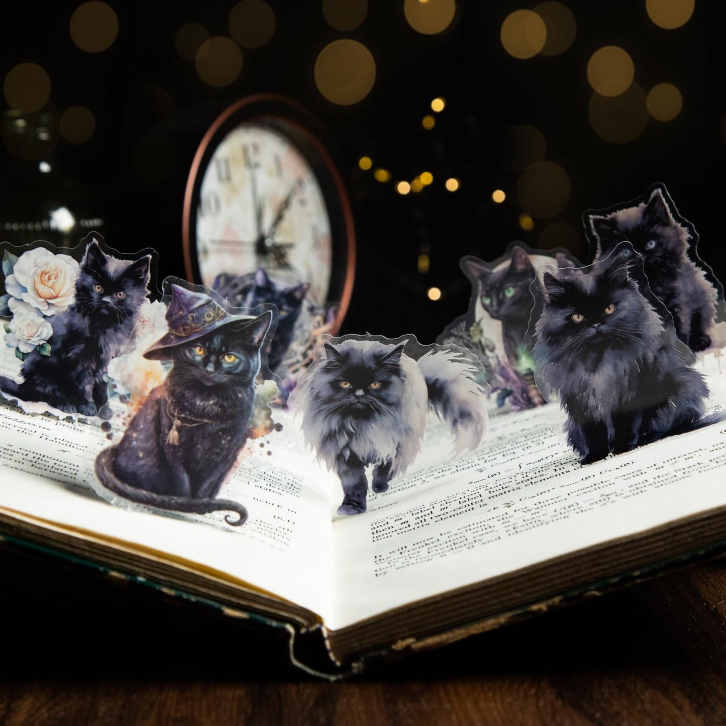 Alideco 120pcs Scrapbook Stickers Black Cat Theme Scrapbooking Junk Journal Crafts Embelishment Decoration Diary Stickers (heiliyademao)