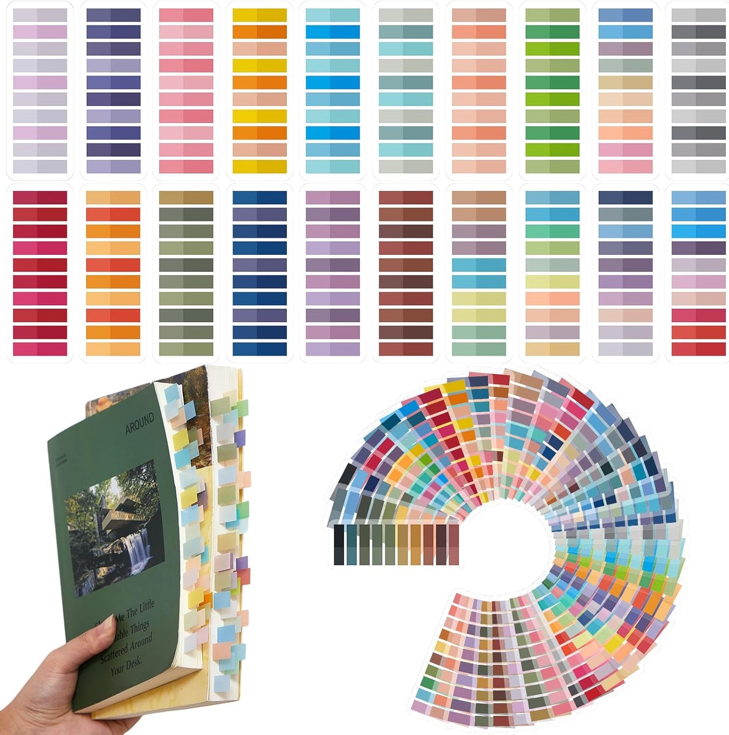 ReliThick 8000 Pcs Annotation tabs Sticky Tabs for Books Transparent Sticky Notes Multi Colored Writable Page Markers Book Flags Strip for Annotating Reading Supplies Bookish Gift (Light Colors)