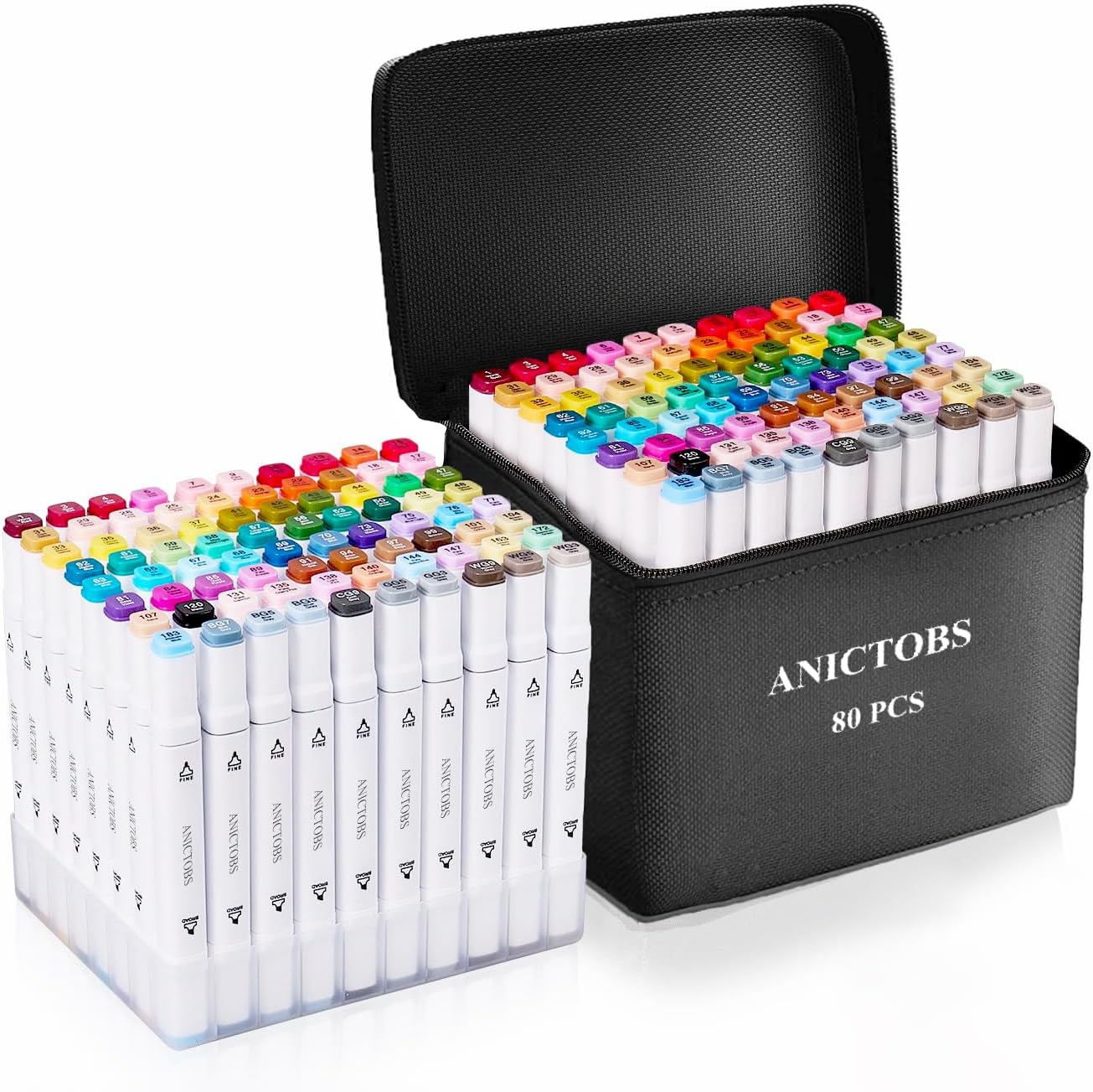 Alcohol Markers 168 Colors with Base Support, Drawing Art Markers Perfect for Students Kids and Adults Comics Sketching Illustration Artistic Creation Gift