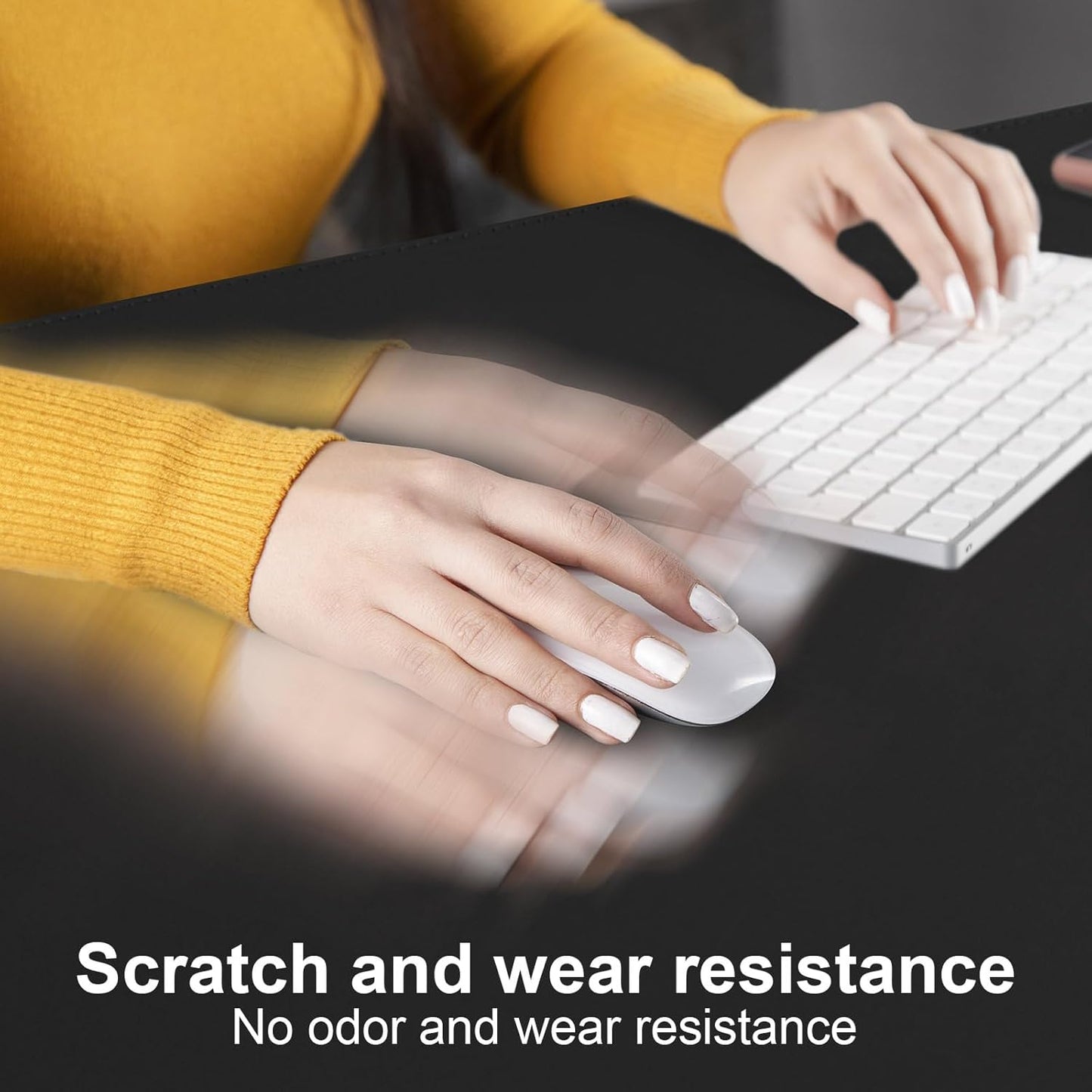 DAWNTREES Desk Mat Protector,PU Leather Desk Pad,Non Slip, Large Mouse Pad and Keyboard Mat, Waterproof Writing Pad for Office and Home (Black,47.2''x23.6'')