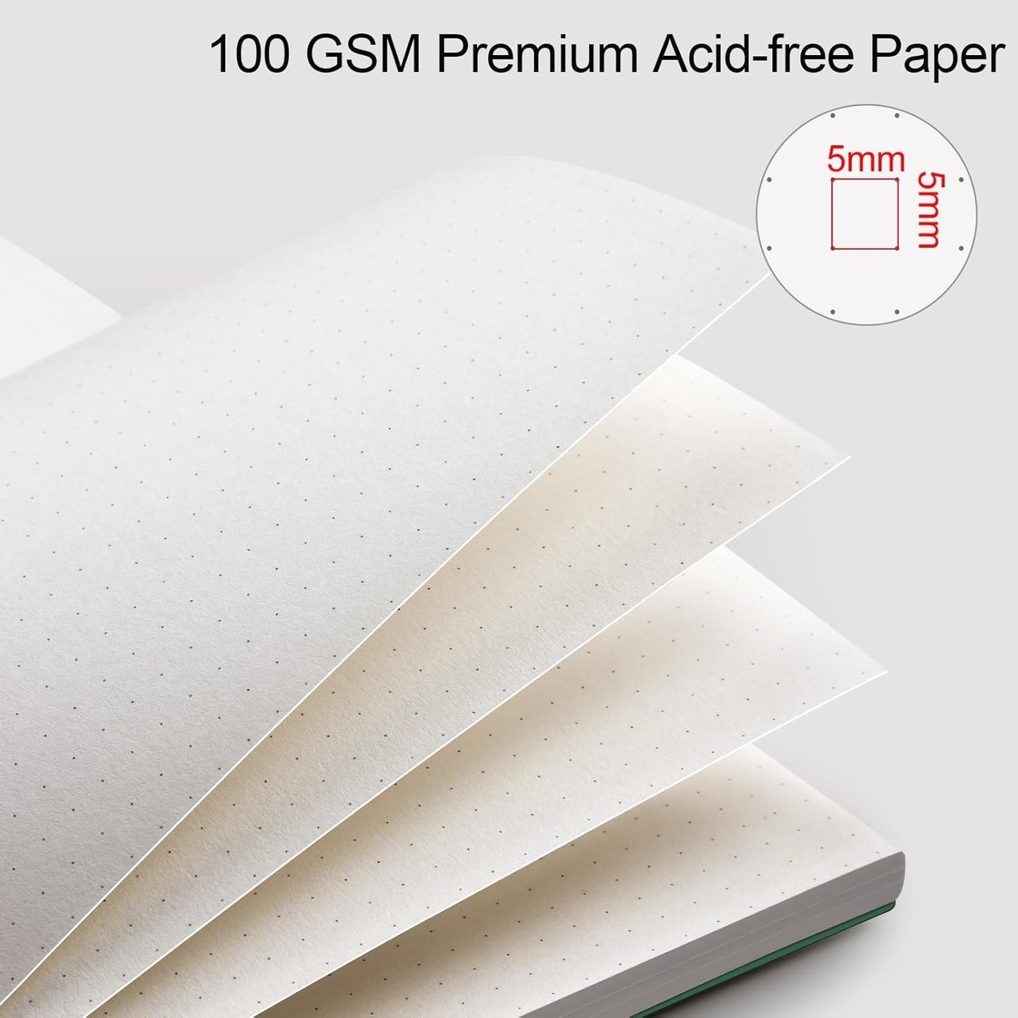 AHGXG Bullet Dotted Journal - Dot Grid Spiral Notebook 8.5" x 11", A4 Large Dotted Notebook, 100 GSM Thick Paper, Waterproof Plastic Cover Journals for Bullet Journaling, Sketching, Green