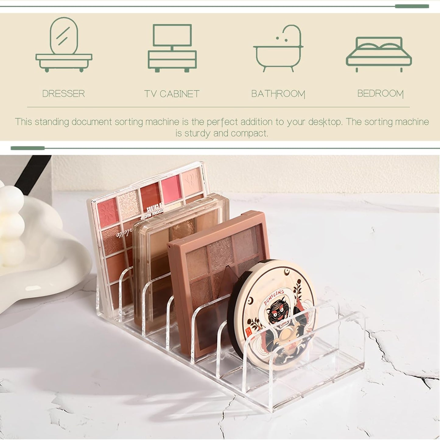 LUOKER Acrylic Mail Organizer - 2 Pcs CD Holder With 7 Compartments, 7 x 5 x 1.57 Transparent Countertop Envelope Organizer for Office, Home Desk