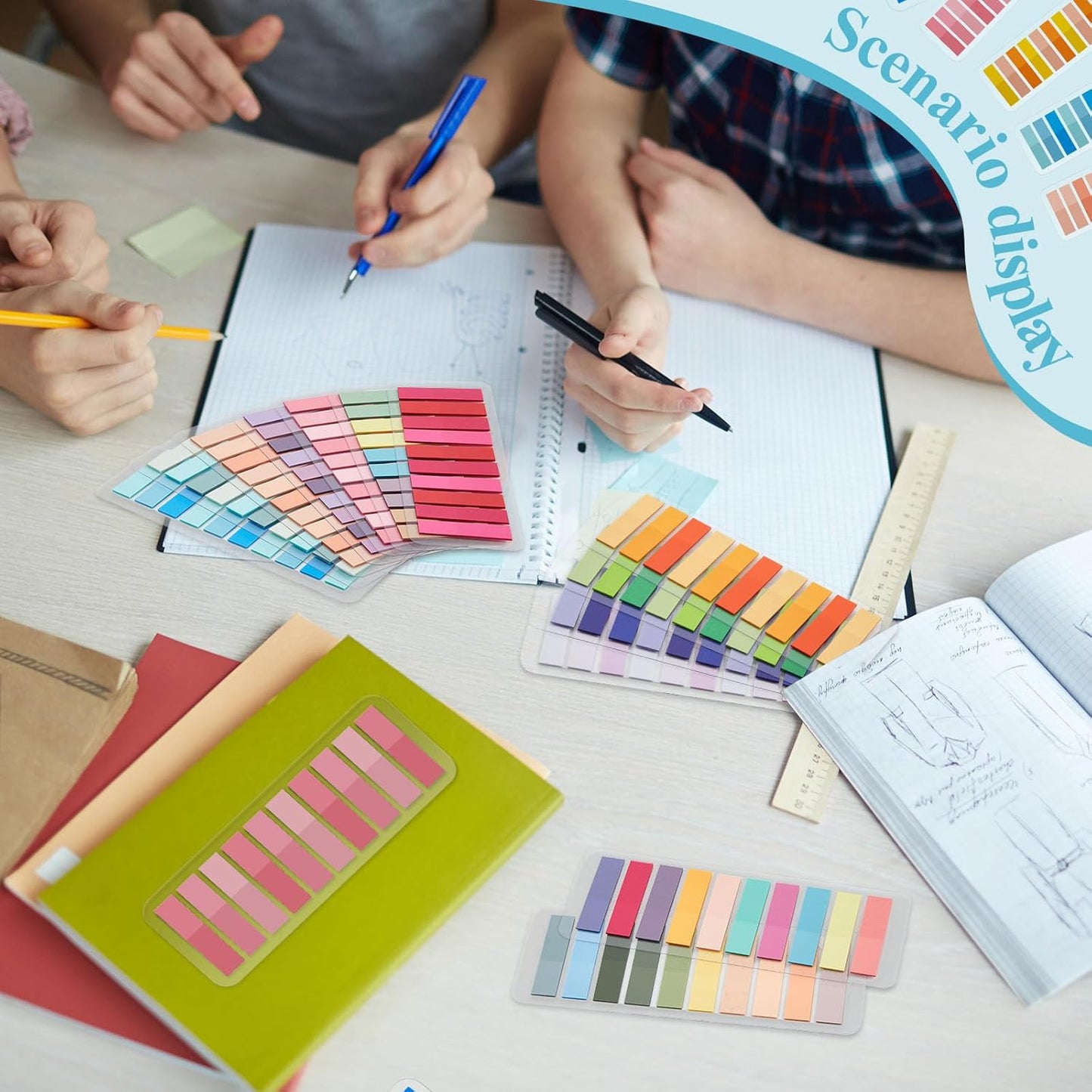 ReliThick 8000 Pcs Annotation tabs Sticky Tabs for Books Transparent Sticky Notes Multi Colored Writable Page Markers Book Flags Strip for Annotating Reading Supplies Bookish Gift (Light Colors)