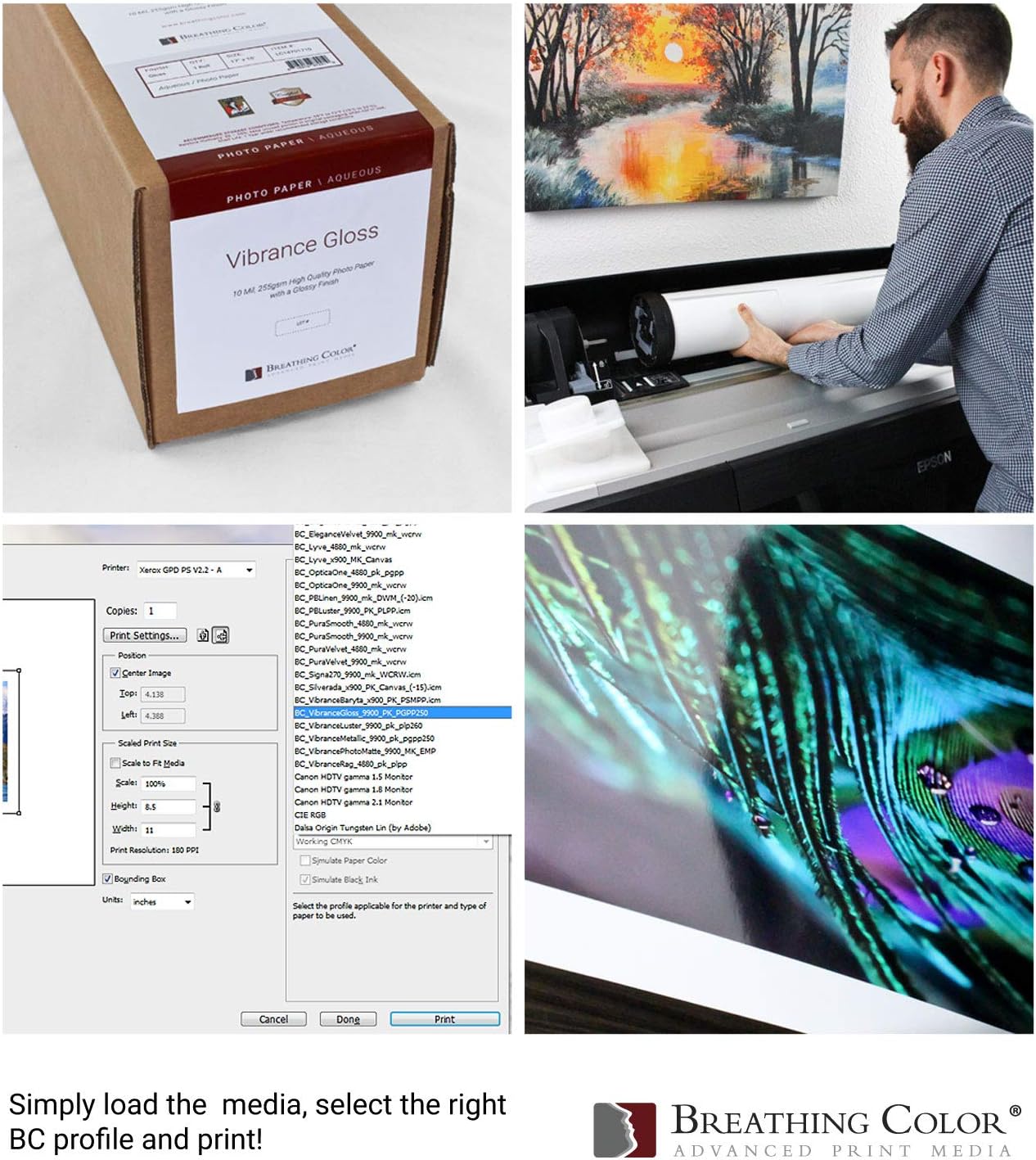 Vibrance Gloss Photo Printer Paper 10 mil 255 gsm Glossy Finish Premium Photo Paper Roll on 3in Core 17 inches x 10 feet Works with Most Inkjet Printers Including Professional Makes and Models