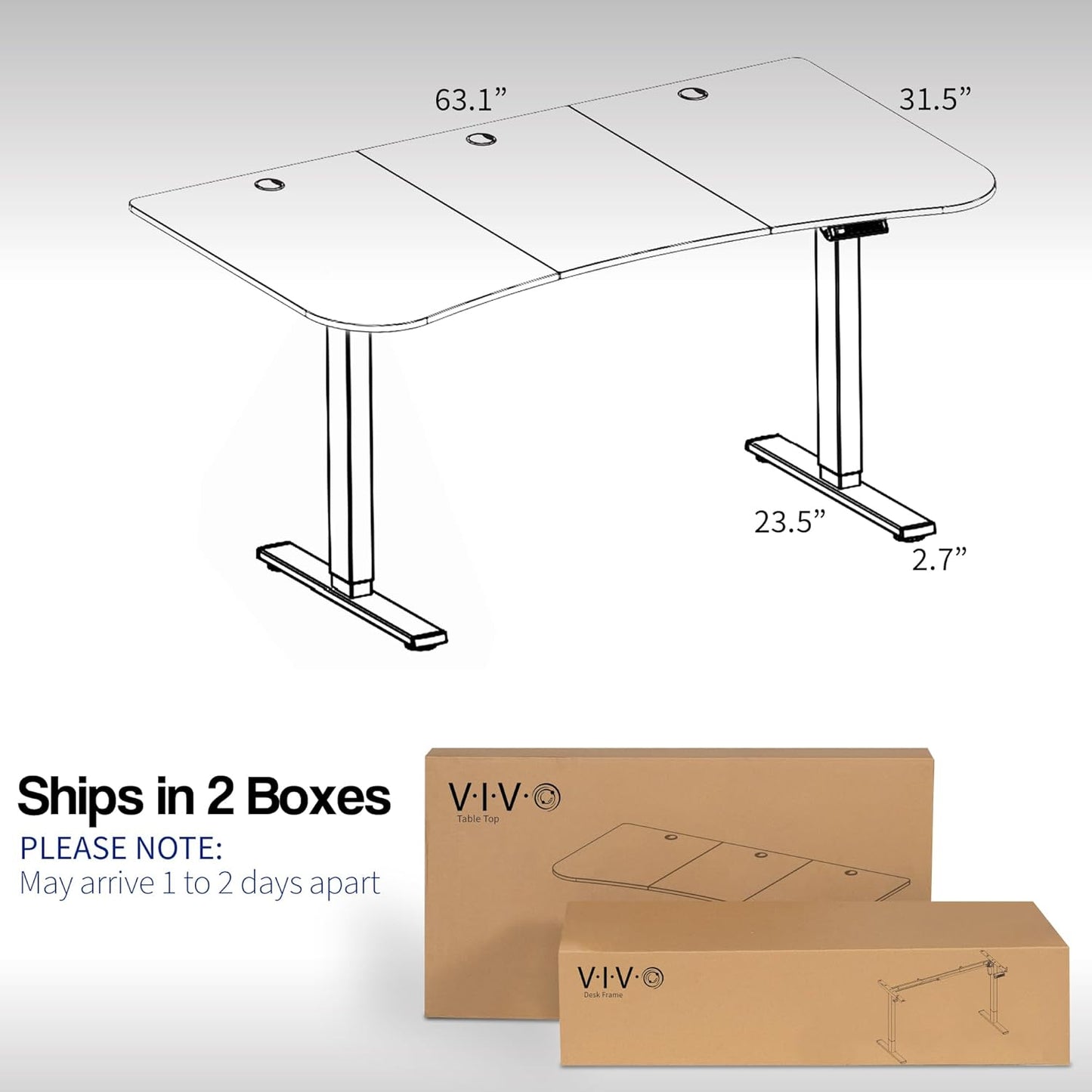 VIVO Electric 63 x 32 in Standing Desk, Memory Height Adjustment, 1B Series, Light Wood Top Black Frame, DESK-KIT-1B1C