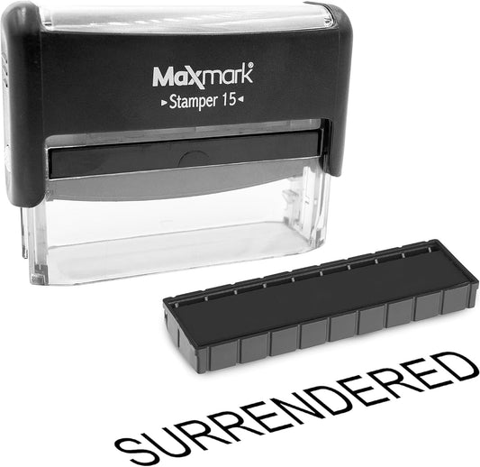 Surrendered Self Inking Stamp + Replacement Pad - TxDMV Compliant - Required for webDEALER Program - Professional Self-Inking Stamp