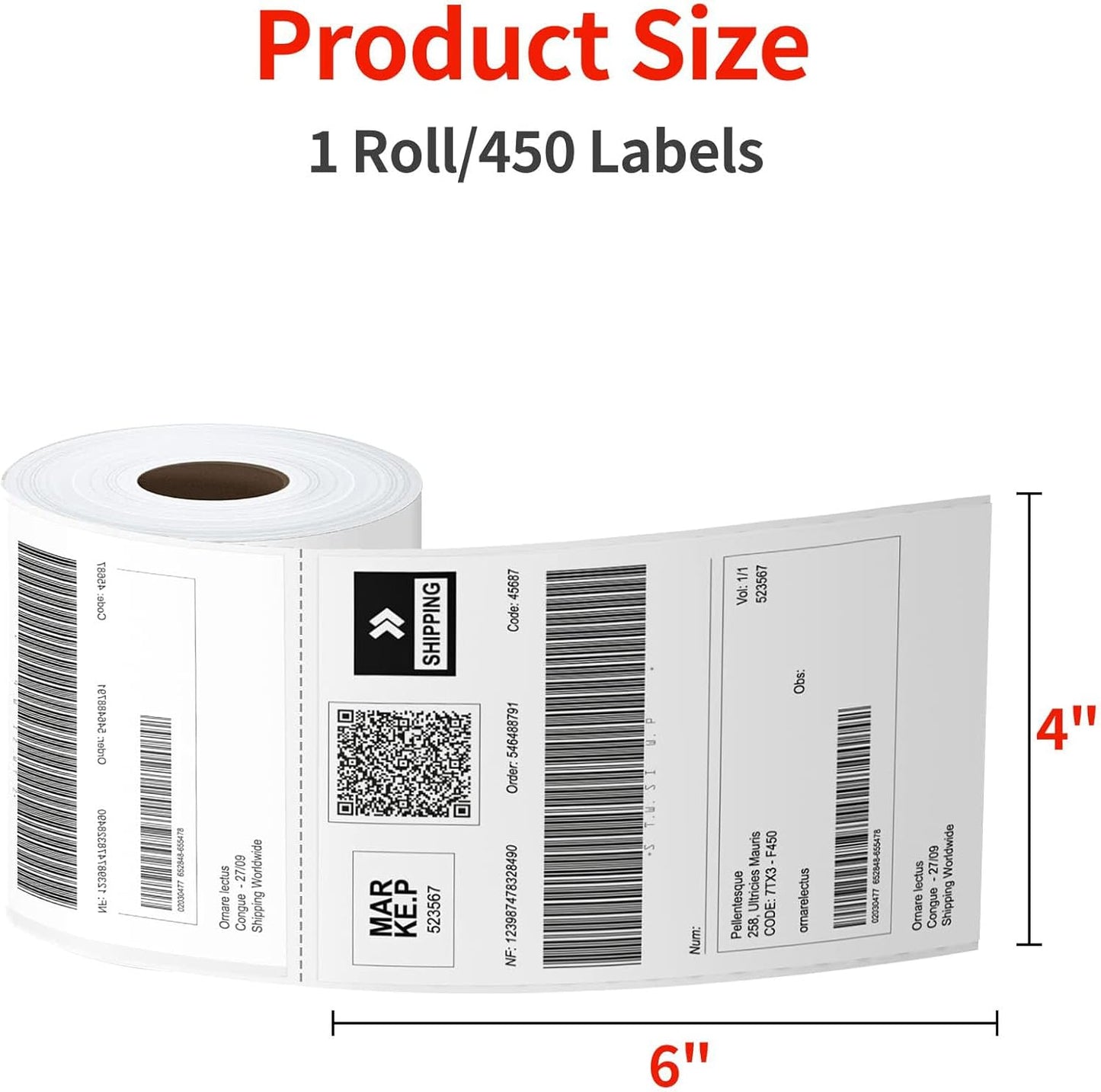 Direct Thermal Labels 4x6-450 Labels/Roll, Thermal Shipping Labels for Zebra 2844 ZP-450 ZP-500 ZP-505,40 Rolls,18000 Labels(NOT for DYMO)