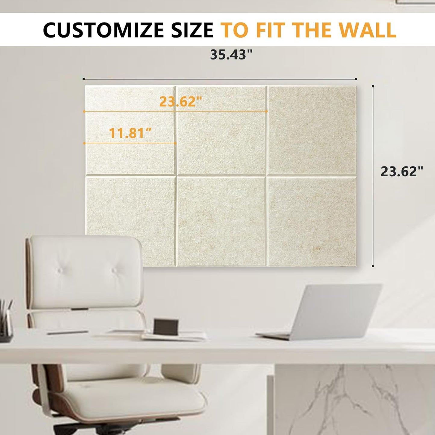 Large Cork Board for Wall with Pins, 36" x 24" Bulletin Board Self-Adhesive Pin Board | Customized 6 Packs Felt Tiles for Office Home Wall Decor