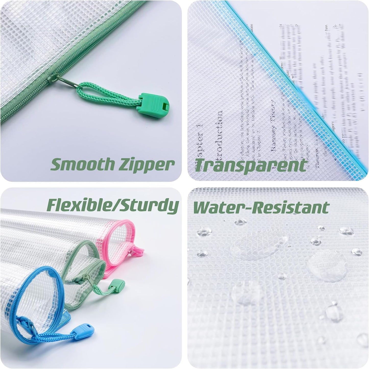 OAIMYY-20 Pcs 7"x 11" Mesh Zipper Pouch Bags, Zipper Bags for Organizing Storage,Zipper Pouches, Letter Size, File Bags for School,Puzzle, Board Games and Office Supplies (Color)
