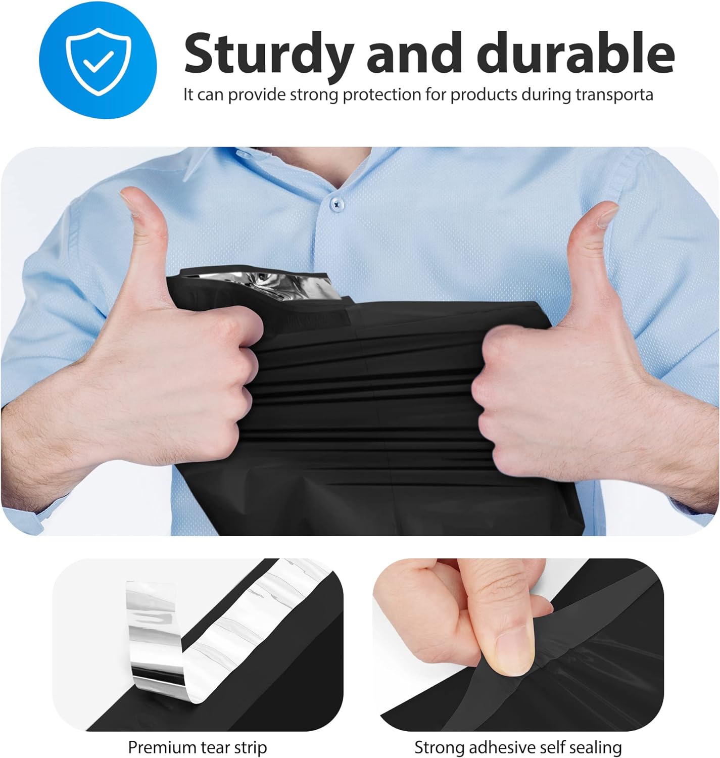 Fuxury 500 Pcs 12x15.5" Poly Mailers,Black Shipping Bags Bulk for Clothing,Strong Adhesive Sealing, Waterproof, Tear-resistant Postal Mailing Poly Bags for Books,Accessories,Business