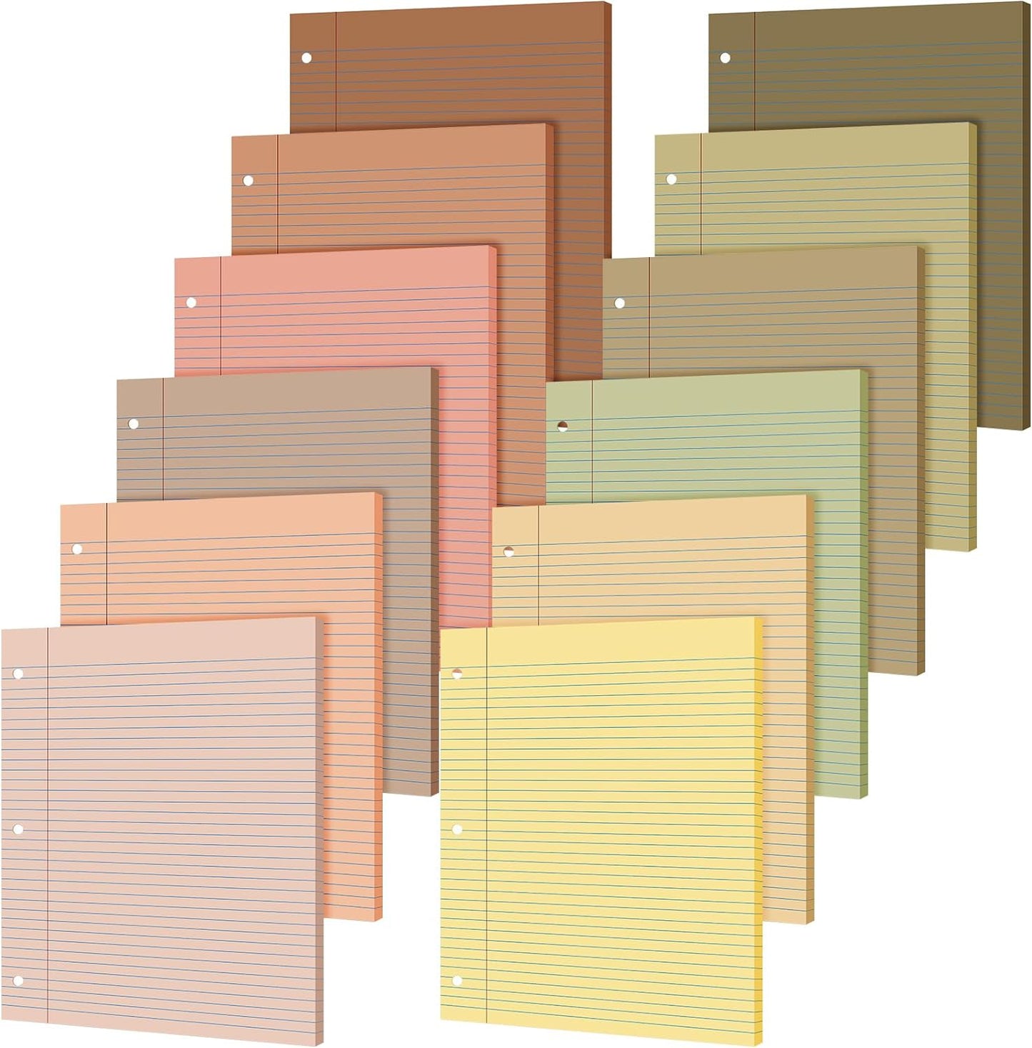 PerKoop 600 Sheets Colored Loose Leaf Paper 8.5" x 11" college ruled Lined 3 Hole Punched notebook Filler Paper for 3 Ring Binders Office School Supplies (Cute Color)