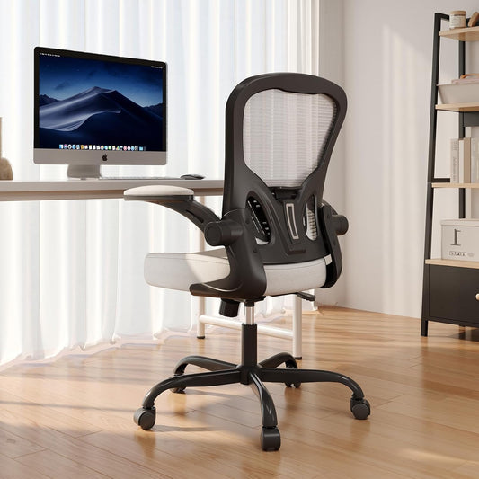 Office Chair, Ergonomic Desk Chairs 330LBS Capacity High Back Mesh Computer Chair with Flip-up Armrests, Comfy Work Chair with Adjustable Lumbar Support, Rolling Chair