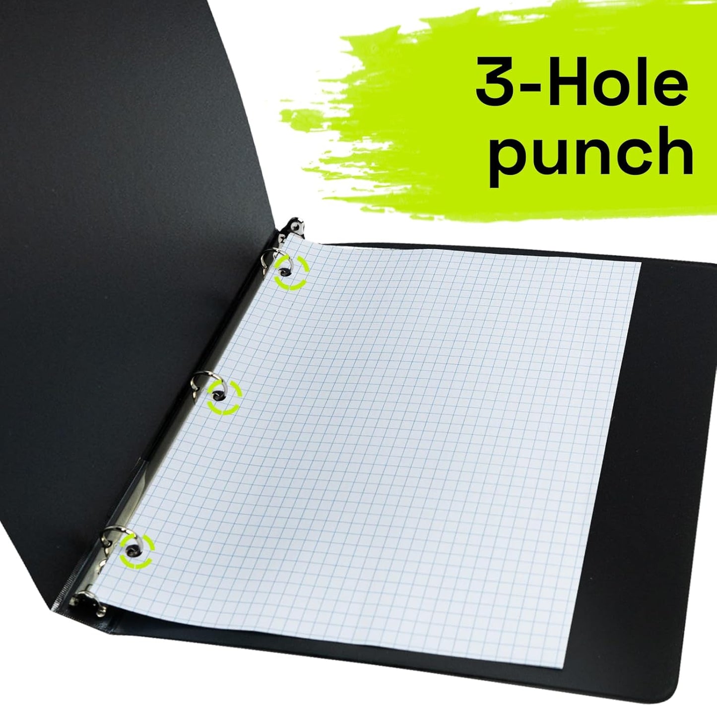 Spiral Notebook for School 3 Pack, 1 Subject, 4x4 Graph Ruled Paper, 100 Sheets, 9" x 11", 1 Divider with Pocket, 3 Hole Punched, Plastic Cover, 1/4" Grid Graphing Note Book Bulk, Prussian Blue