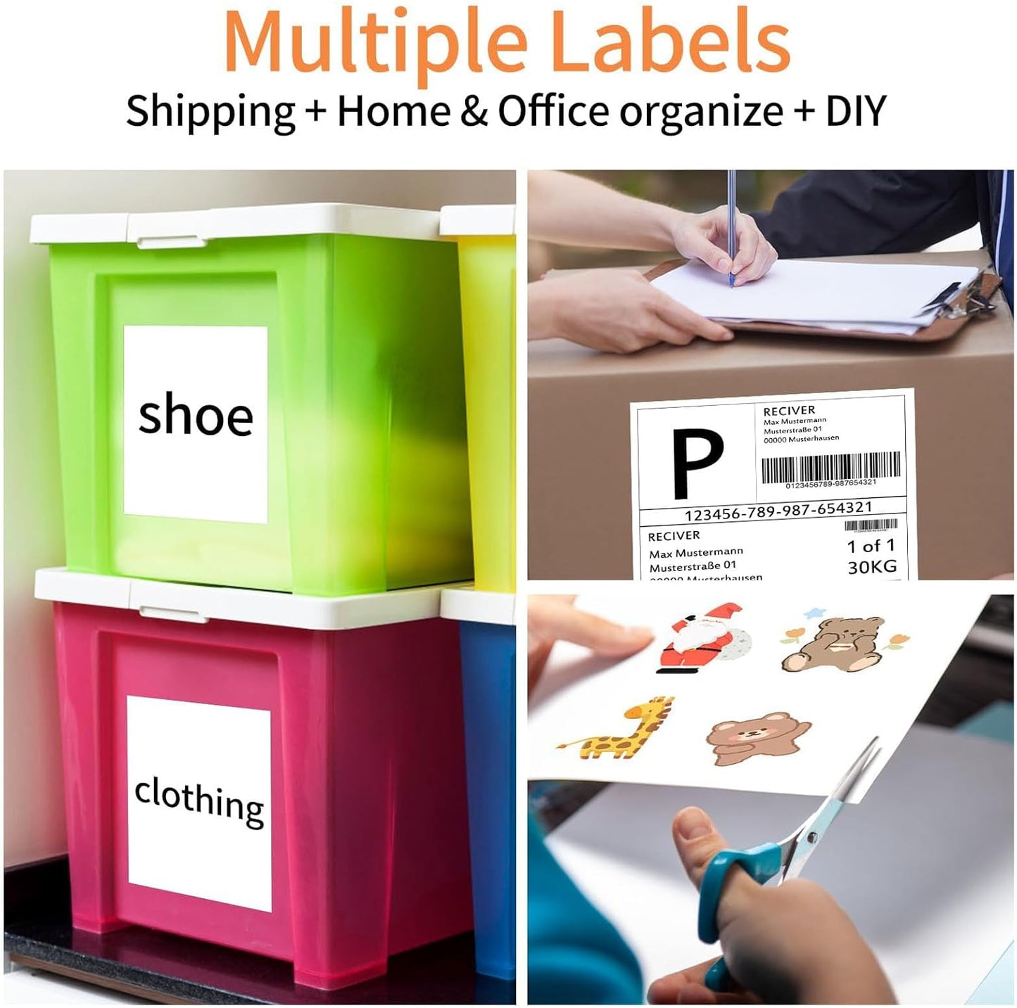 8.5" x 11" Sticker Paper for Inkjet Printers - 150 Sheets Full Sheet Shipping Labels Printable Full Page Labels 8.5×11 White Sticker Paper for Laser Printing - Matte