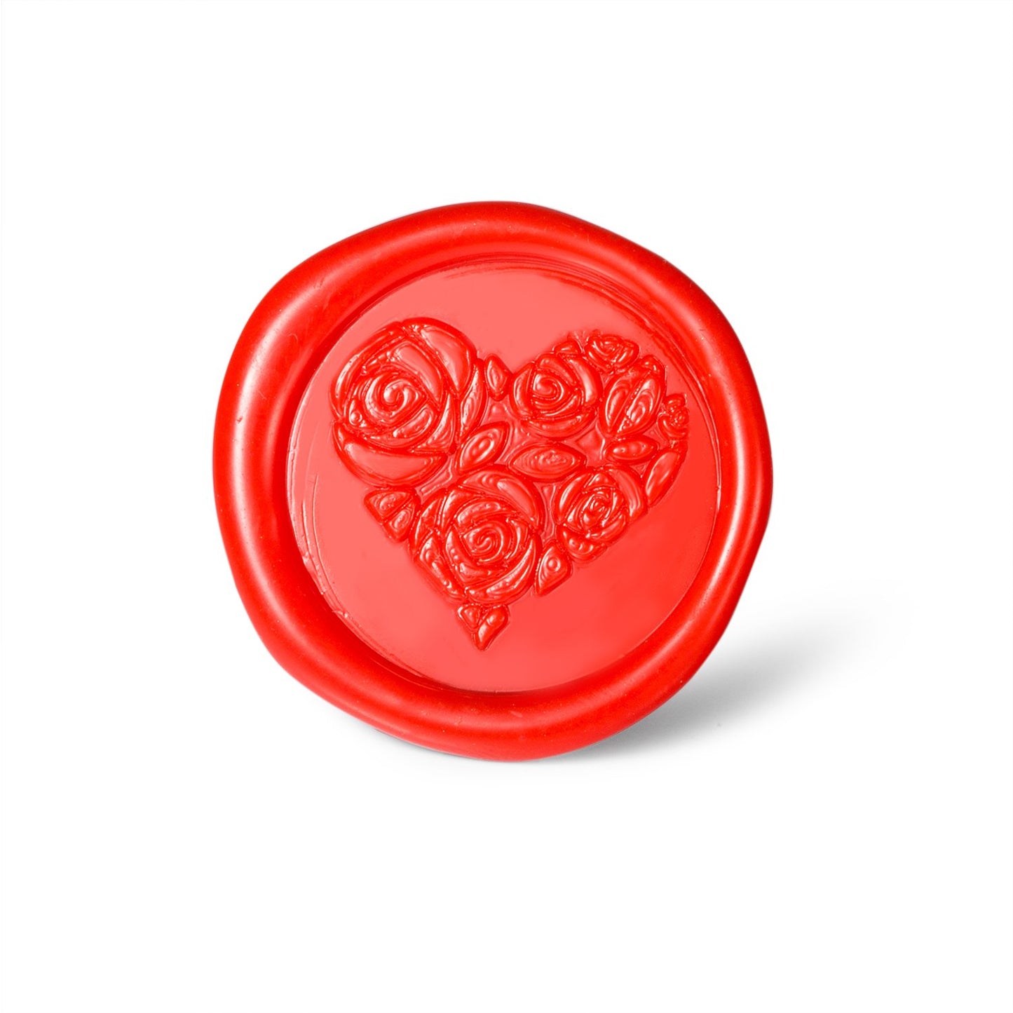 Mceal Wax Seal Stamp,Silver Brass Head with Rosewood Handle, 1.2"(30mm) Dia (Rose in Heart)