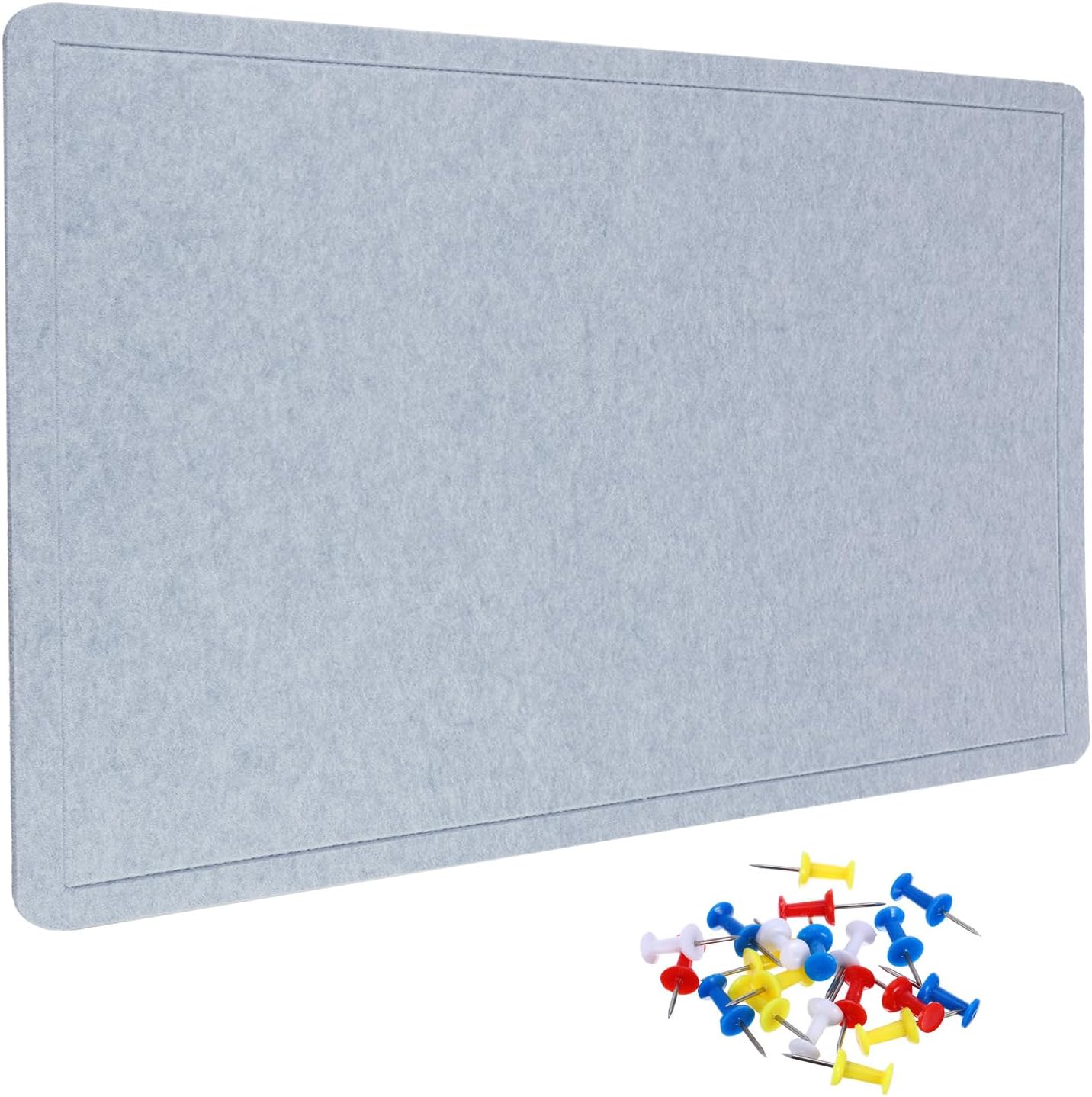 YOKIVE Felt Bulletin Board, 48 x 36 -Inch Foldable Decorative Pin Board Self Adhesive Felt Cork Board with 20 Pushpins, Great for Wall, Photo Display, Paste Note, Schedule(Light Gray)