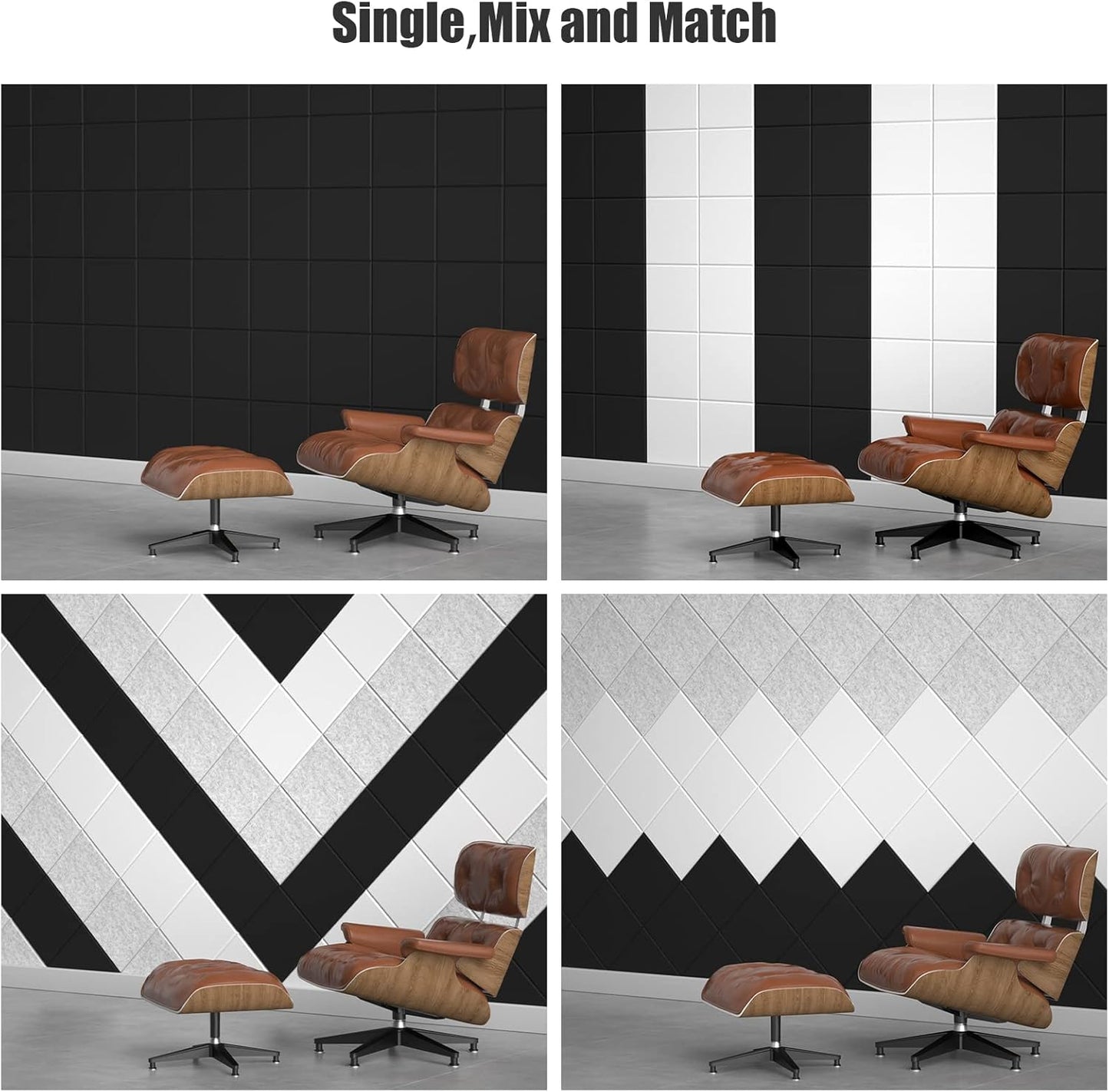 Sonicism 12 Pack Acoustic Wall Panels with Self-Adhesive,12" X 12" X 0.4" Sound Proof Foam Panels, Decorative Soundproof Wall Panels, Sound Proof Absorbing Tiles for Home&Offices, Silver Gray