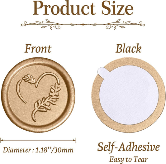 25 Pcs Handmade Wax Seal Stickers, Wedding Invitation Envelope Seal Stickers, Perfect for Invitation, Christmas, Gift Wrapping(Heart Style, Light Gold Wax)