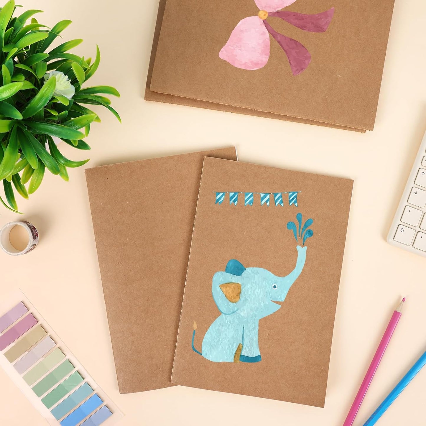 LABUK 100 Pack Lined Kraft Notebooks, A5 Journals Bulk, 8.3x5.5 Notebook Bulk for Traveler Journal, Students Gift School Office Supplies (30 Sheets/60 Pages)