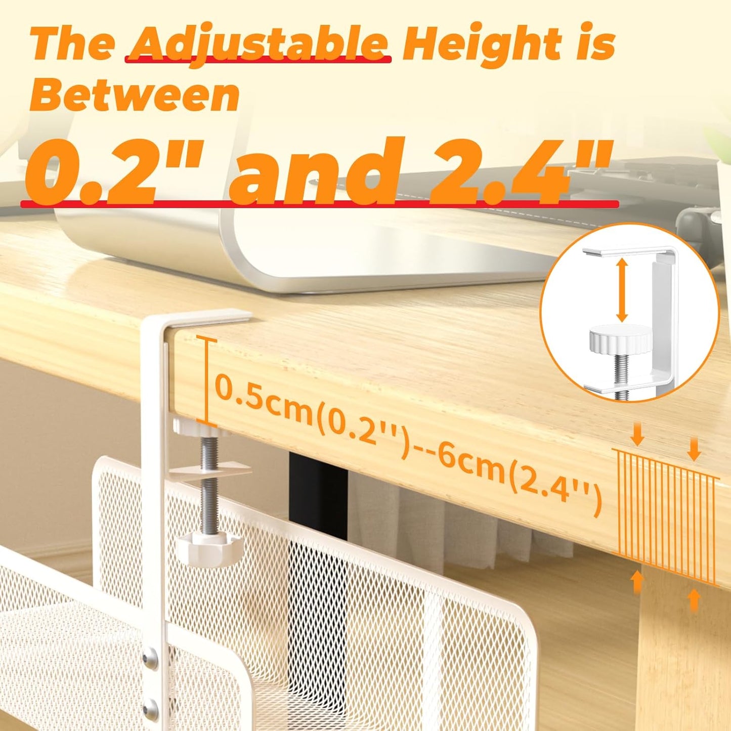 Under Desk Cable Tray - Wire Management Organizer Box, Cord Raceways for Office, Home - No Damage, No Drill