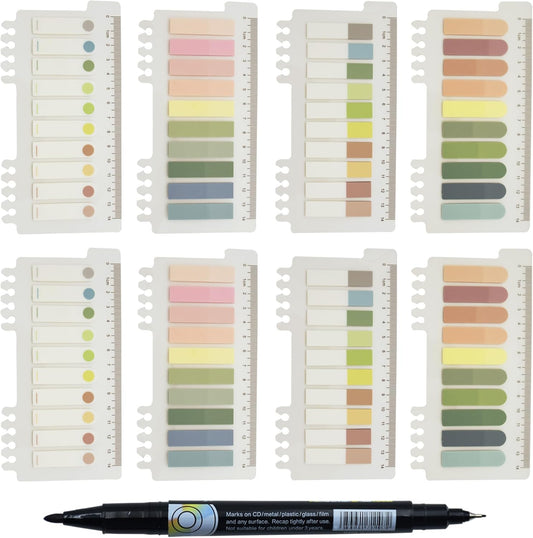 1600pcs Translucent Sticky Note Tabs, Morandi Page Markers for Annotating Books,Repositionable Book Flags Tabs Strip with Binders, Clear Sticky Notes,Page Tabs,Index Tabs