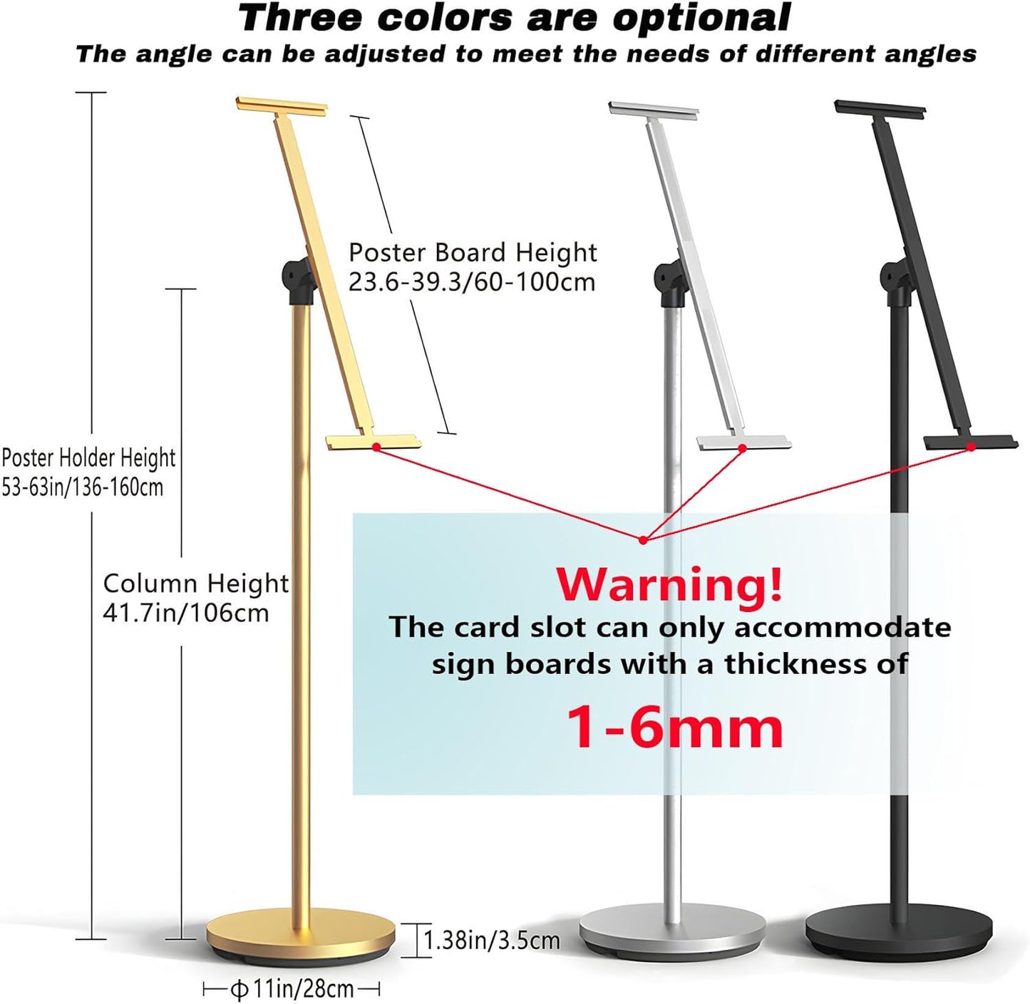 Heavy Duty Multi-angle Adjustable Metal Painting Easel Stand,Sign Holder Stand,Poster Stand with Round Base- Outdoor Floor Standing Indoor Display Holder(Golden)