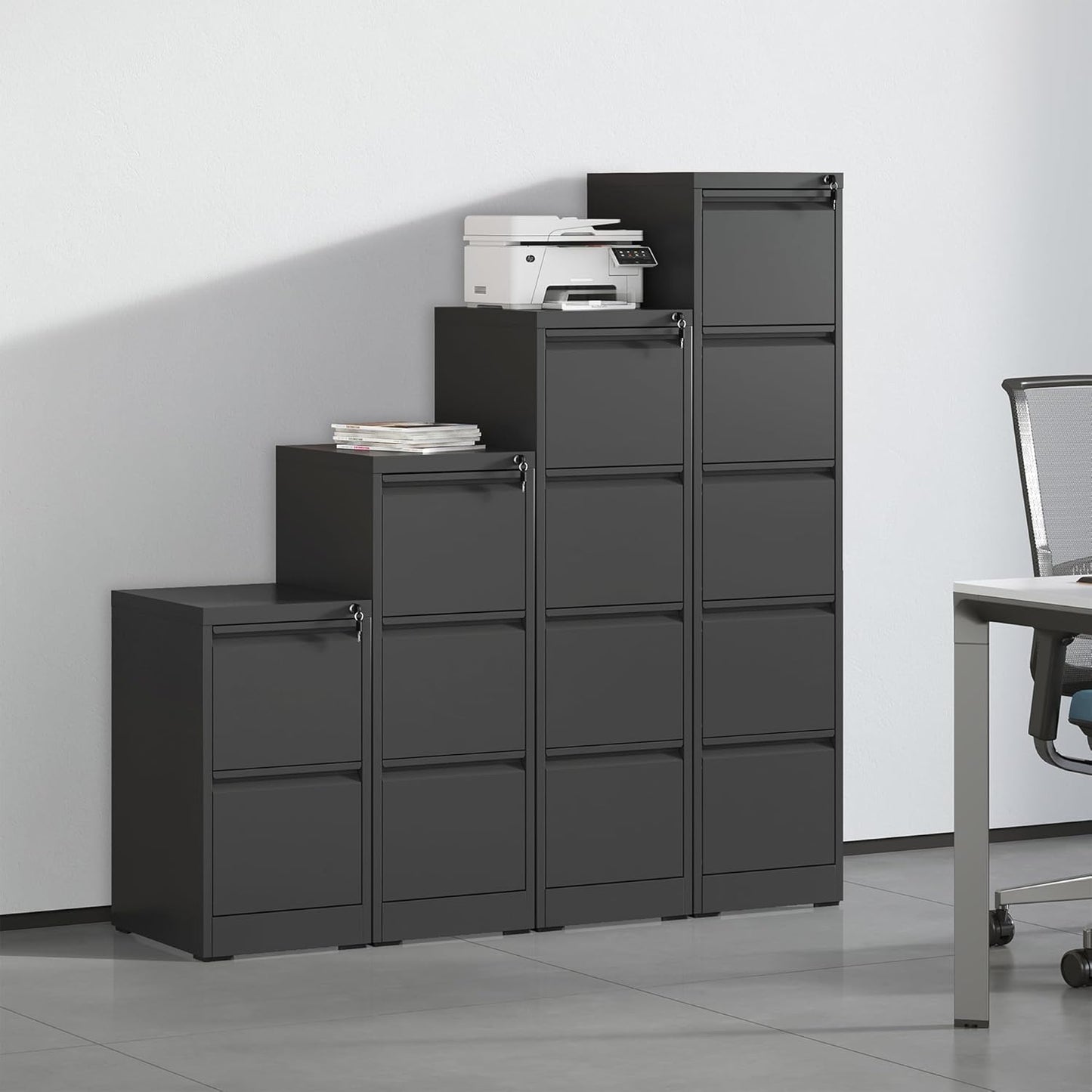 4 Drawer Metal File Cabinet with Lock Heavy Duty Lockable File Cabinets Home Office Steel Filing Cabinet Vertical File Cabinets for Legal/Letter Size File,Assembly Required