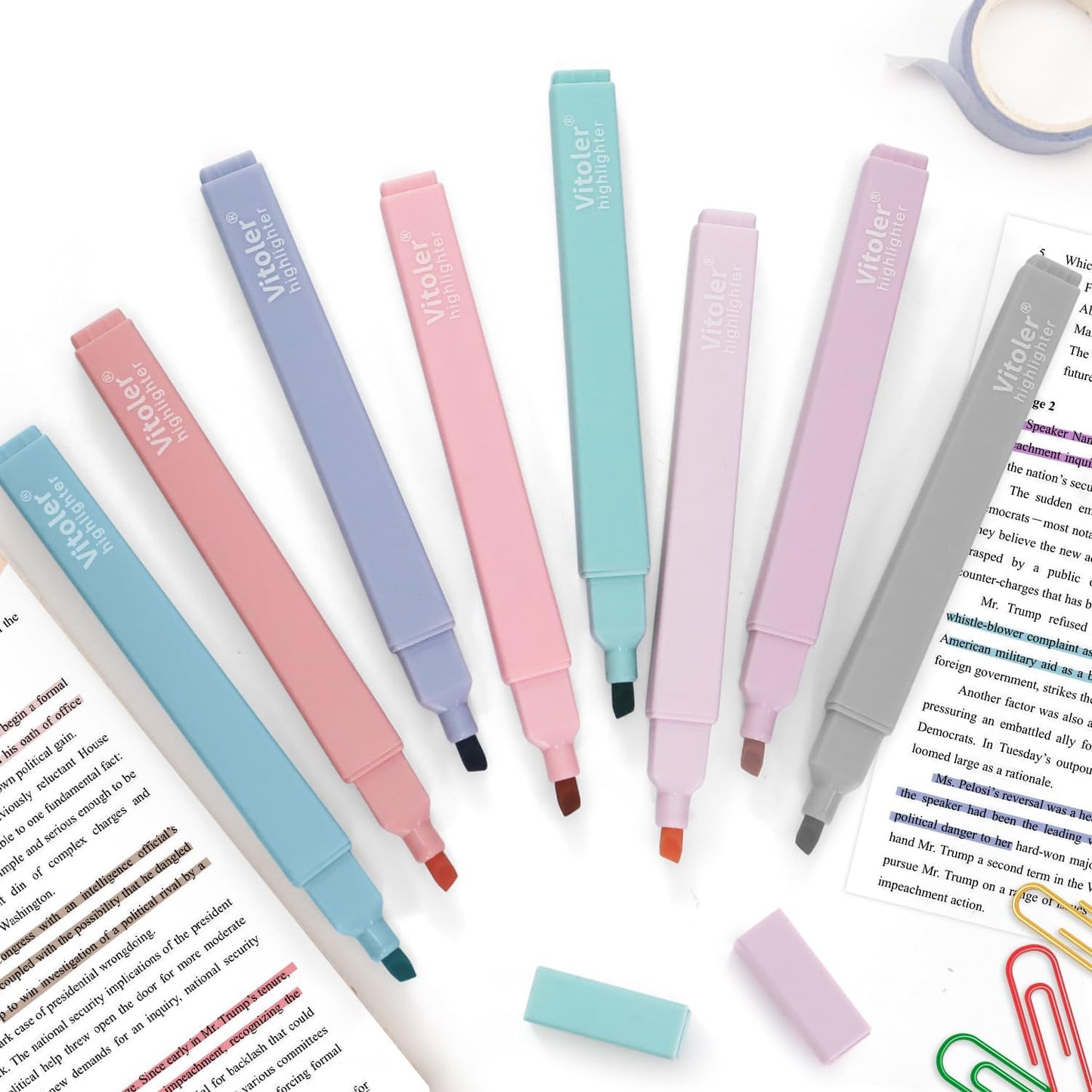 Pastel Highlighters,8pcs Bible Highlighters with Chisel Tip,Cute Markers Highlighter No Bleed,Bible High Lighters Assorted Colors for School Journaling