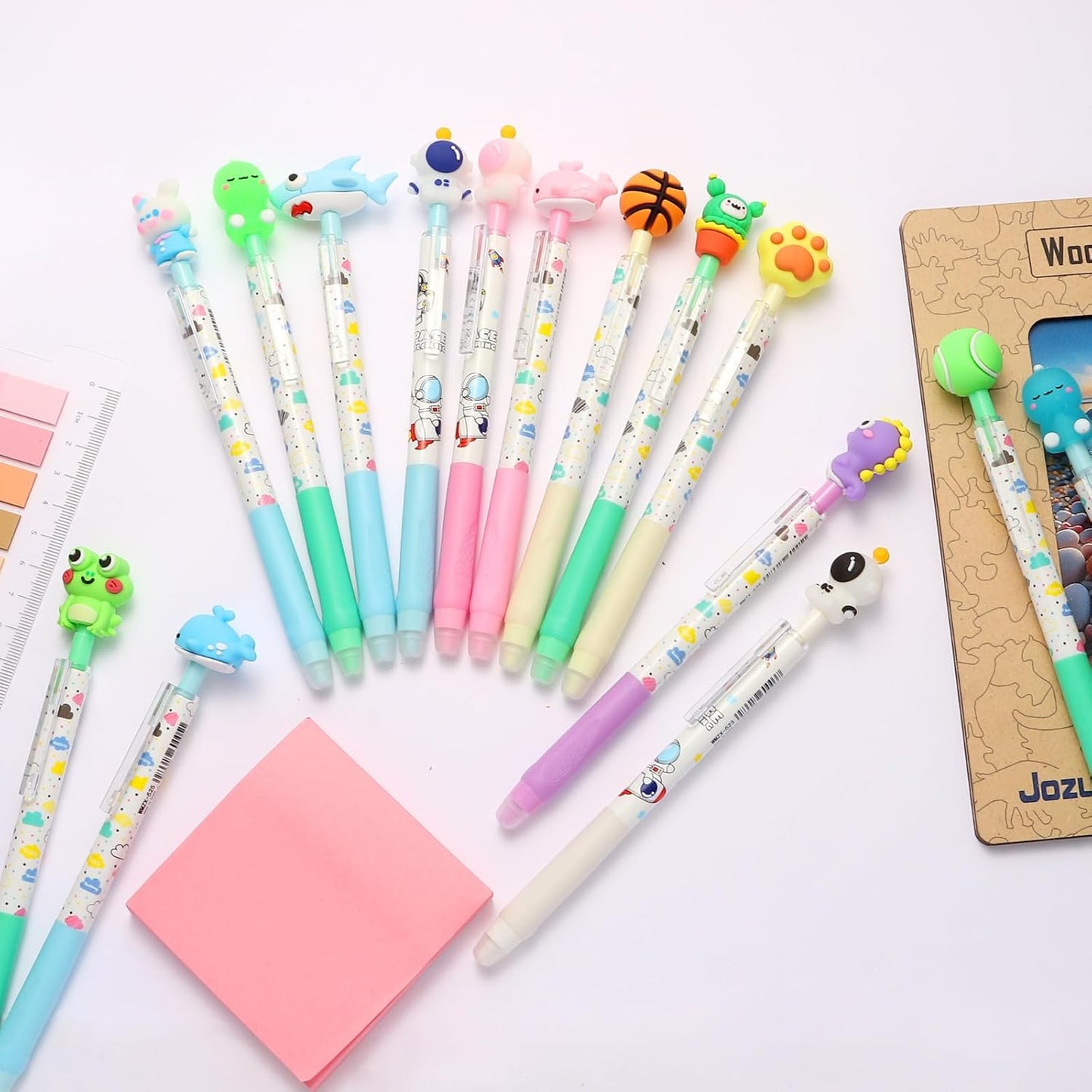 LiYiQ 24 PCS Erasable Pens Fun Cute Pens for kids Fidget Pens Blue Pens Kawaii Pens Stress Relief Rotating Pen for School, Office, Home Supplies