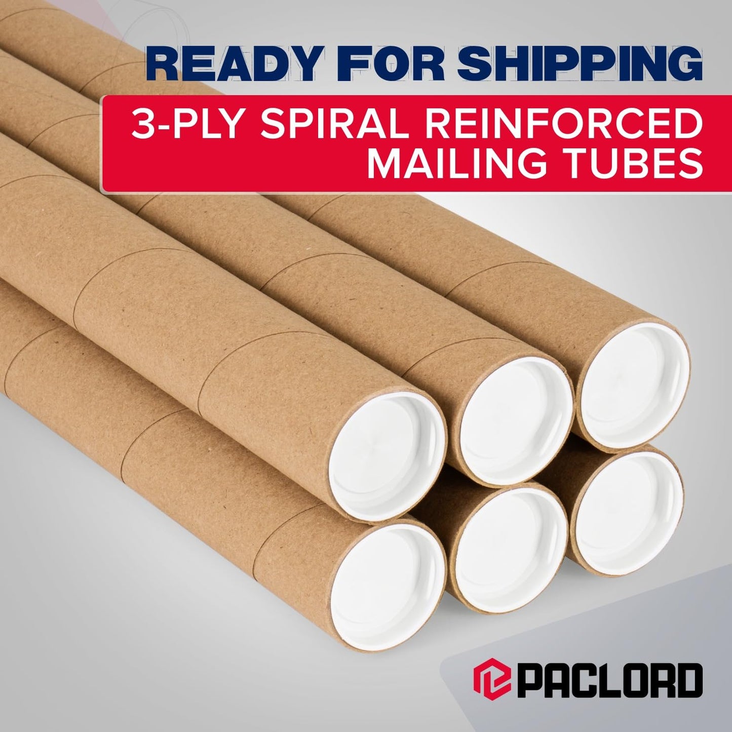2" x 48" Heavy-Duty Reinforced Cardboard Mailing Tube, Pack of 4 Tubes with 8 Caps – Secure USPS Approved – Great for Shipping and Storing of Prints, Artwork, Posters or Documents