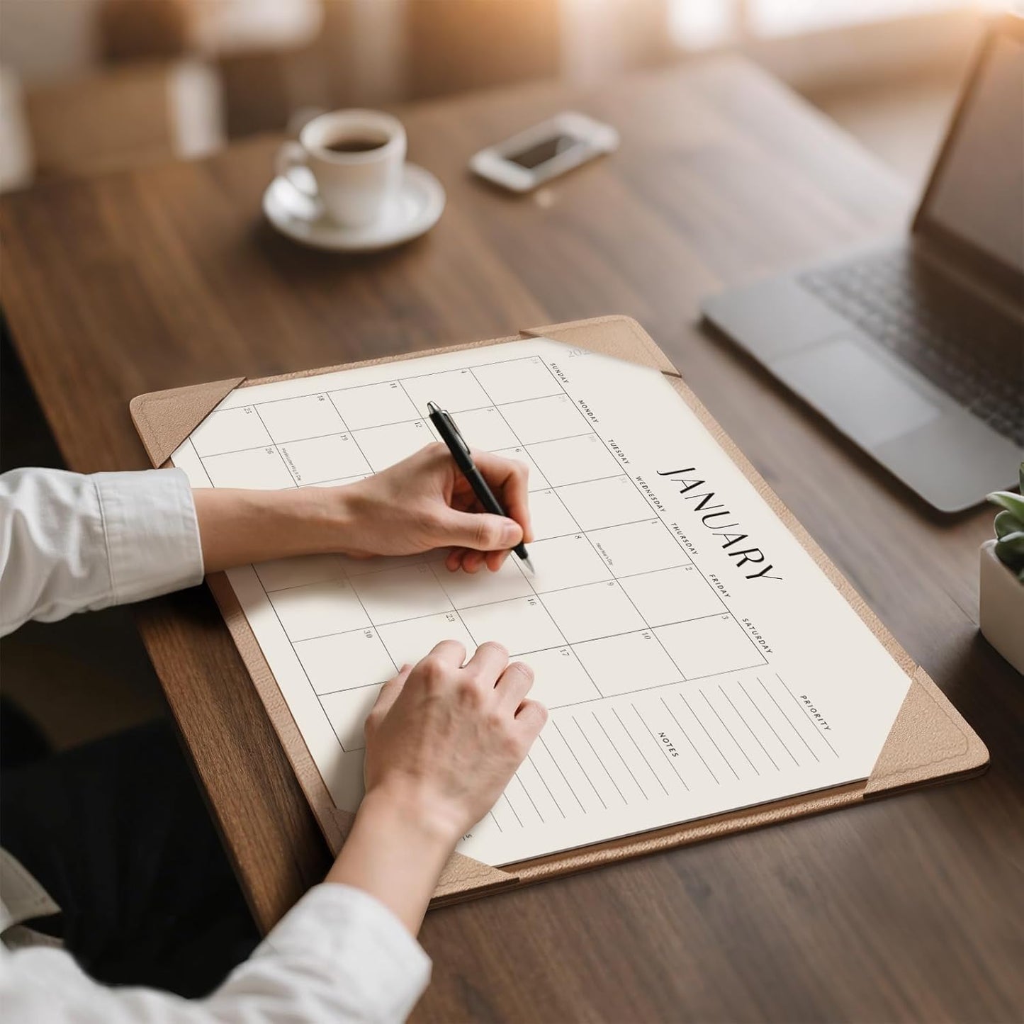 Jotsome Desk Calendar 2025-2026 with Desktop Mat, Large Desk Pad Calendar From Now to December 2026 22x17 inch, Desk Blotter Calendar for Home Office and School, Easy Planning, Apricot