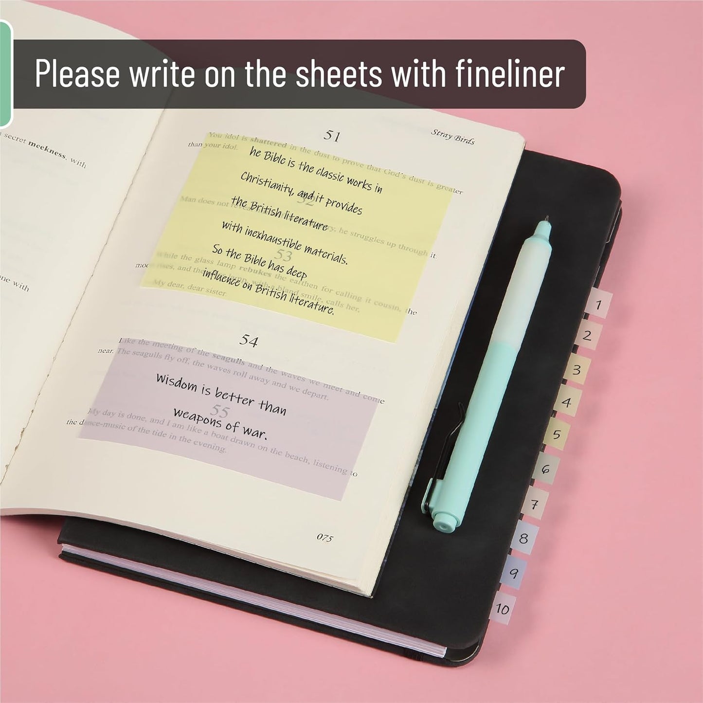 Mr. Pen- Transparent Sticky Note Set, 1650 Sheets, Pastel Colors, Tabs, Dividers, Translucent Planner Notes