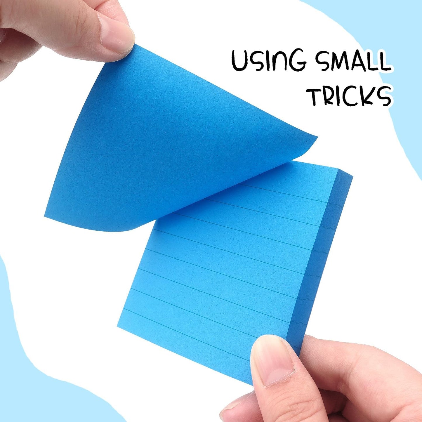 Lined Sticky Notes 3x3 Sticky Notes with Lines Self-Stick Notes Bright Color 4 Pads 90 Sheets/Pad (Blue)
