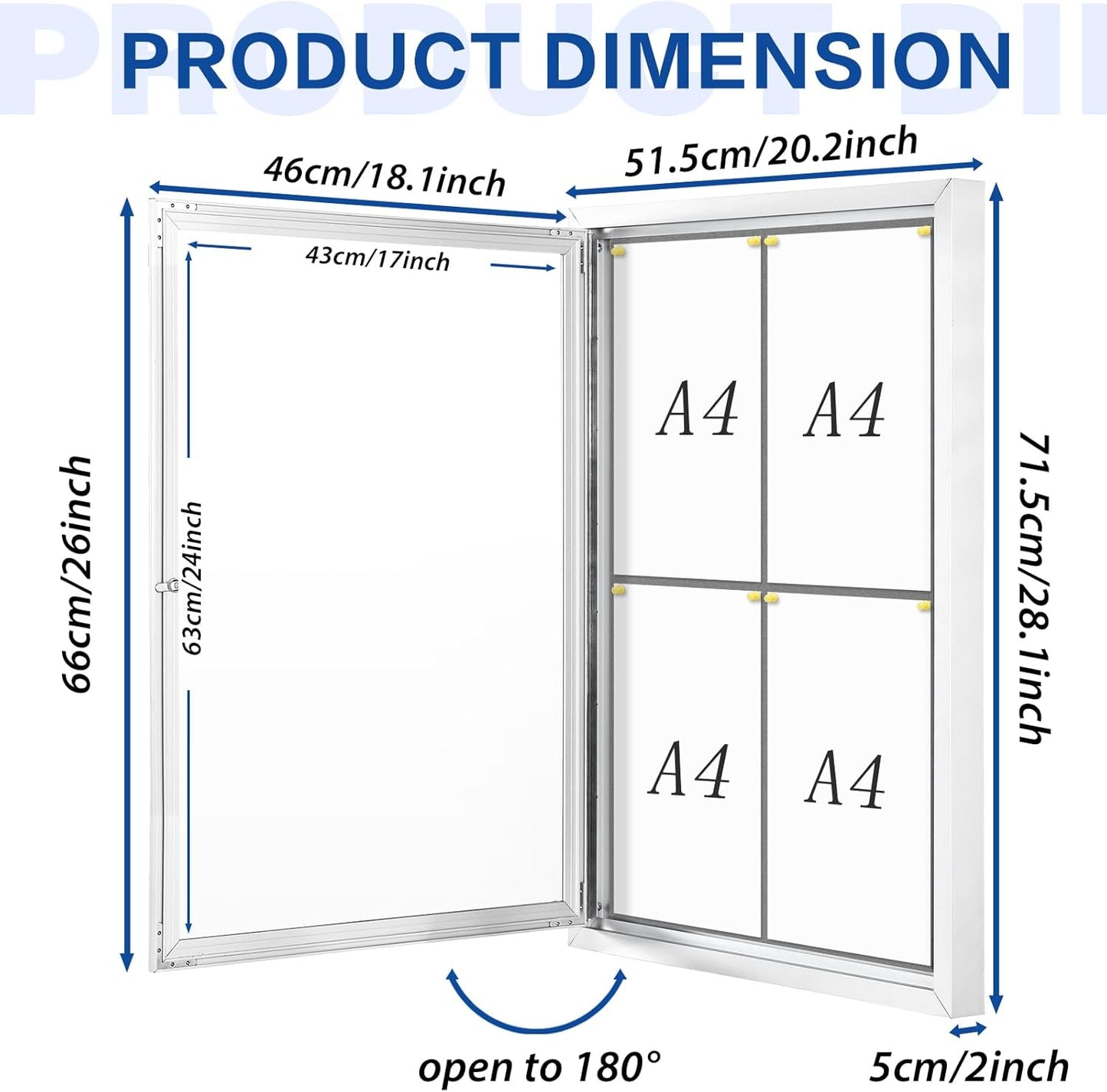 SWANCROWN Enclosed Bulletin Board Grey Felt Displays Boards Weather Resistant Wall Mounted Notice Case,28x20inches
