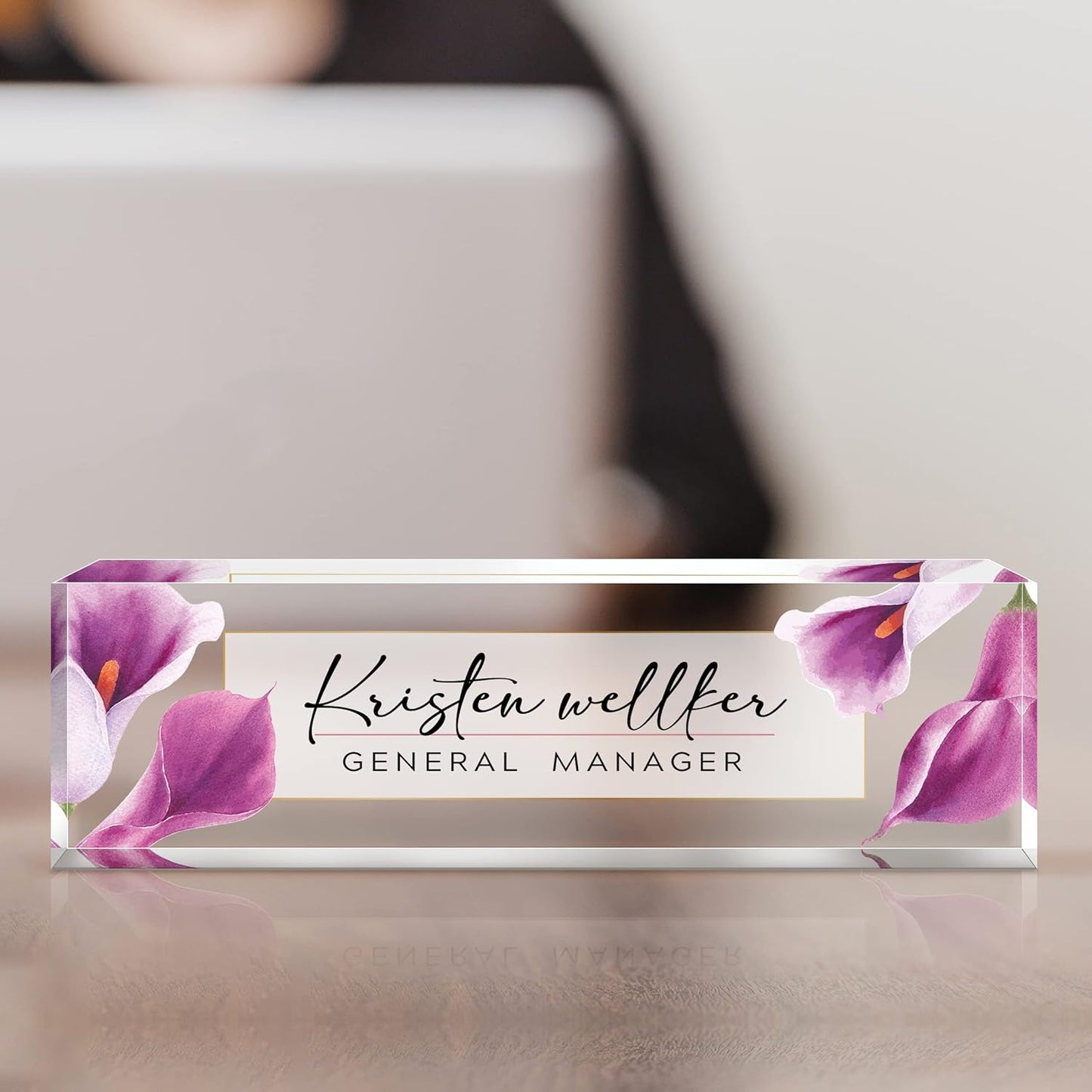 Desk Name Plate Personalized | Custom Name Plates for Desks | Office Gifts for Coworkers, Boss, Employee, Teacher, Social Worker | Office Desk Decor - (8" x 2.5")-Design 8